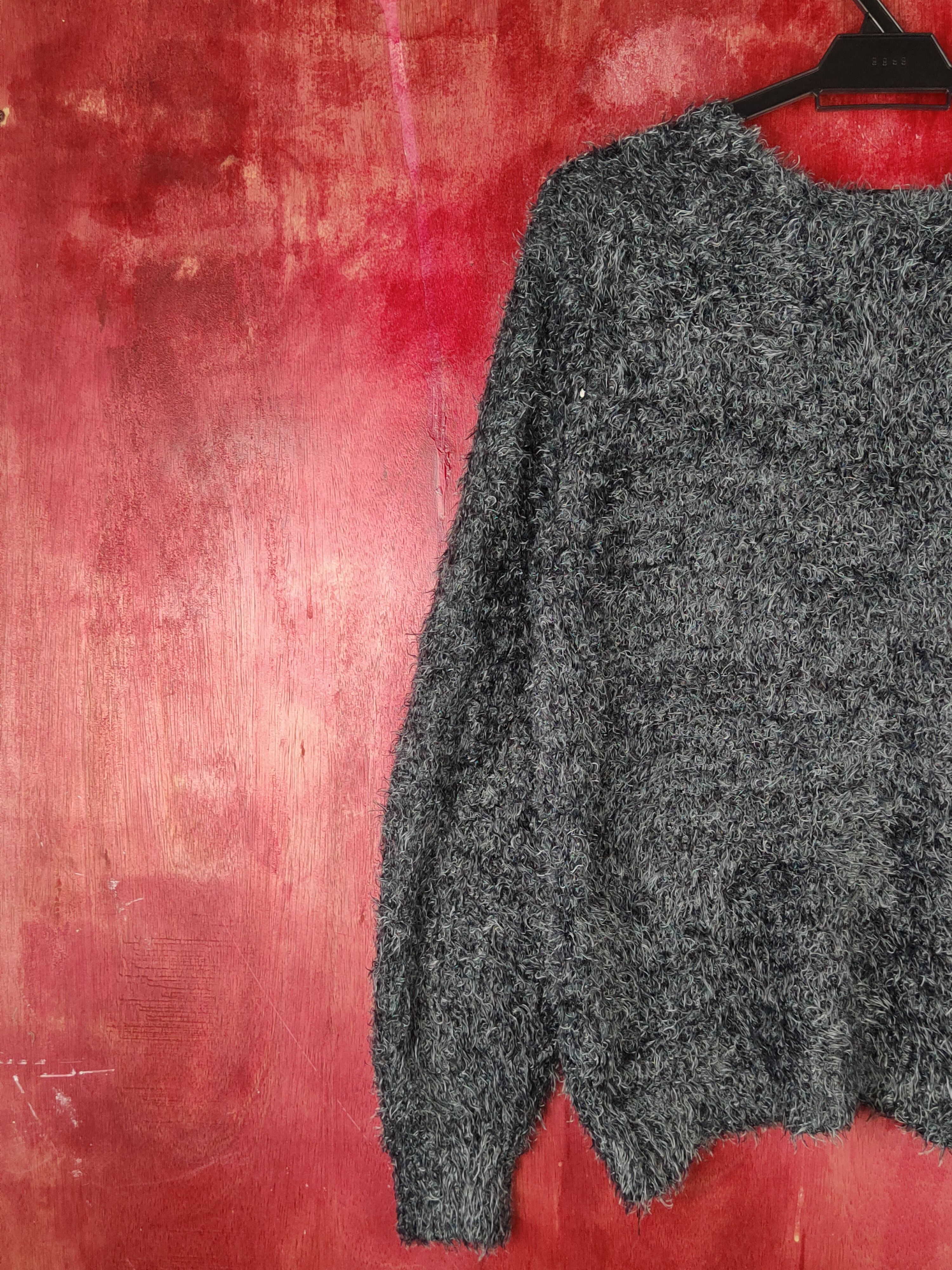 Vintage Dirz Black Shag Shaggy Fur Mohair Knitwear #S1961 Size L / US 10 / IT 46 - 8 Thumbnail