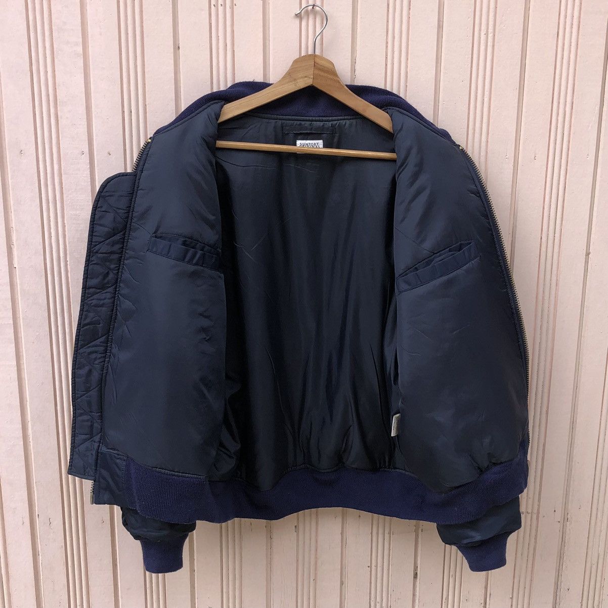 VTG Suntory Boss Coffee Embroidery Logo MA-1 Bomber Jacket