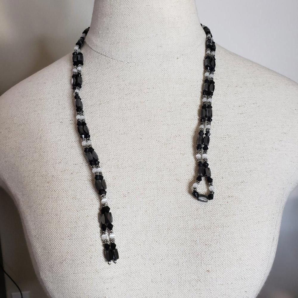 Designer Hematite and Glass Beaded 40" Open Versatile Necklace Size ONE SIZE - 5 Thumbnail