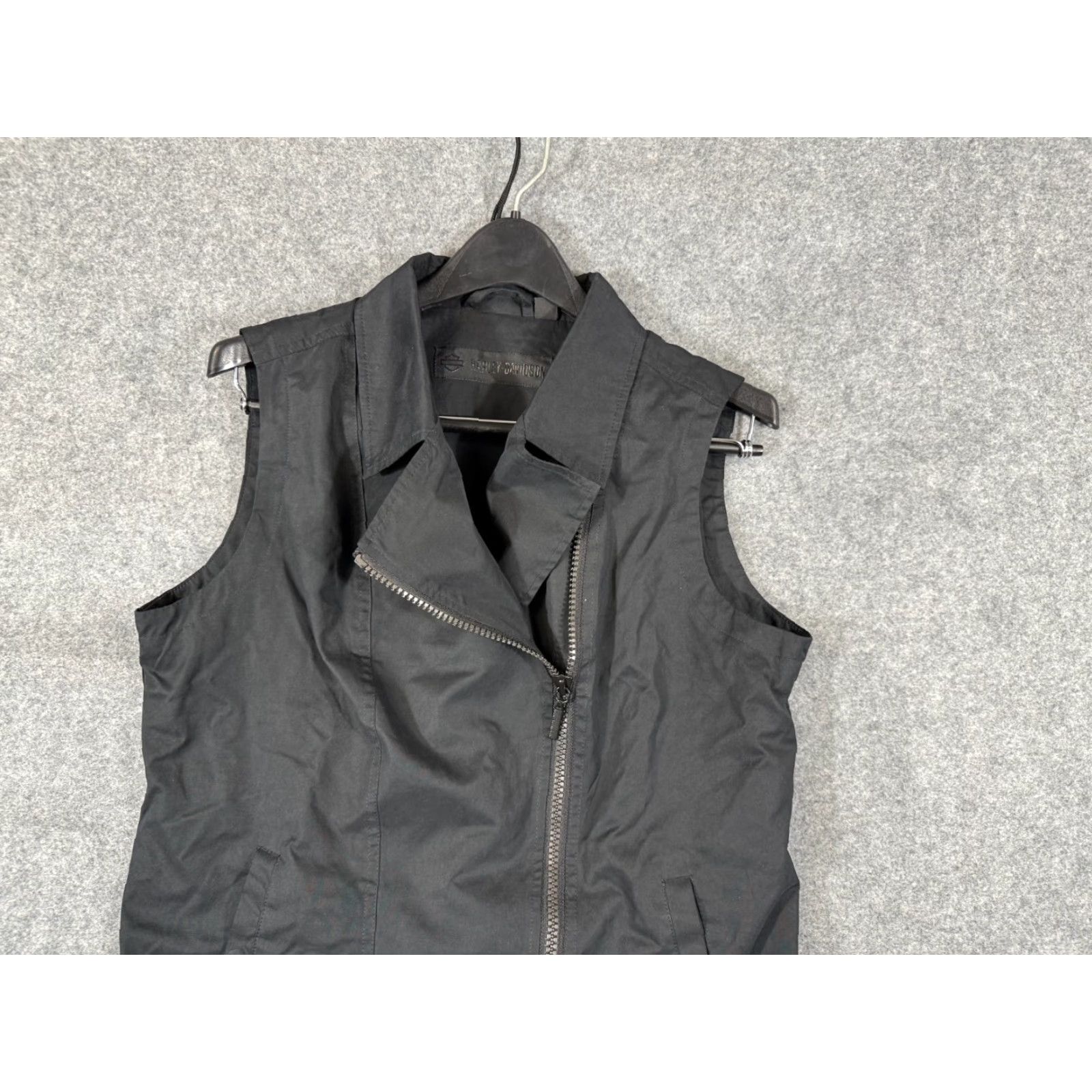 Harley Davidson VINTAGE Harley-Davidson Motorcycle Vest Womens L Black Side Full Zip Lined American Size L / US 10 / IT 46 - 3 Thumbnail