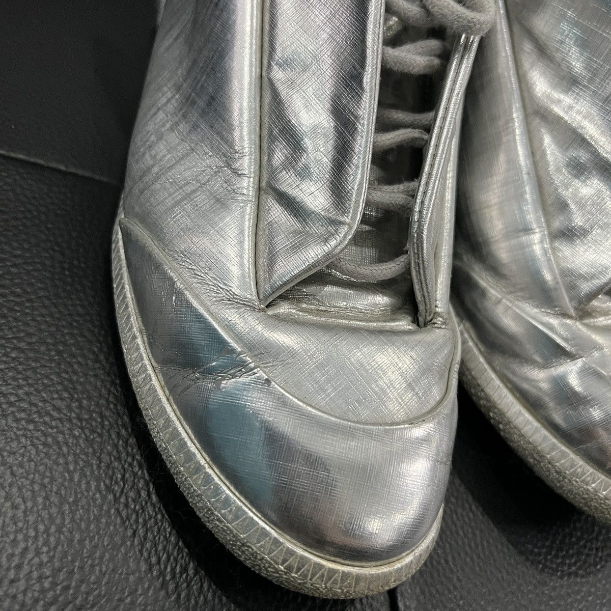 Maison Margiela Maison Margiela “Future” Liquid Silver High-Top Sneakers Size US 7 / EU 40 - 13 Thumbnail