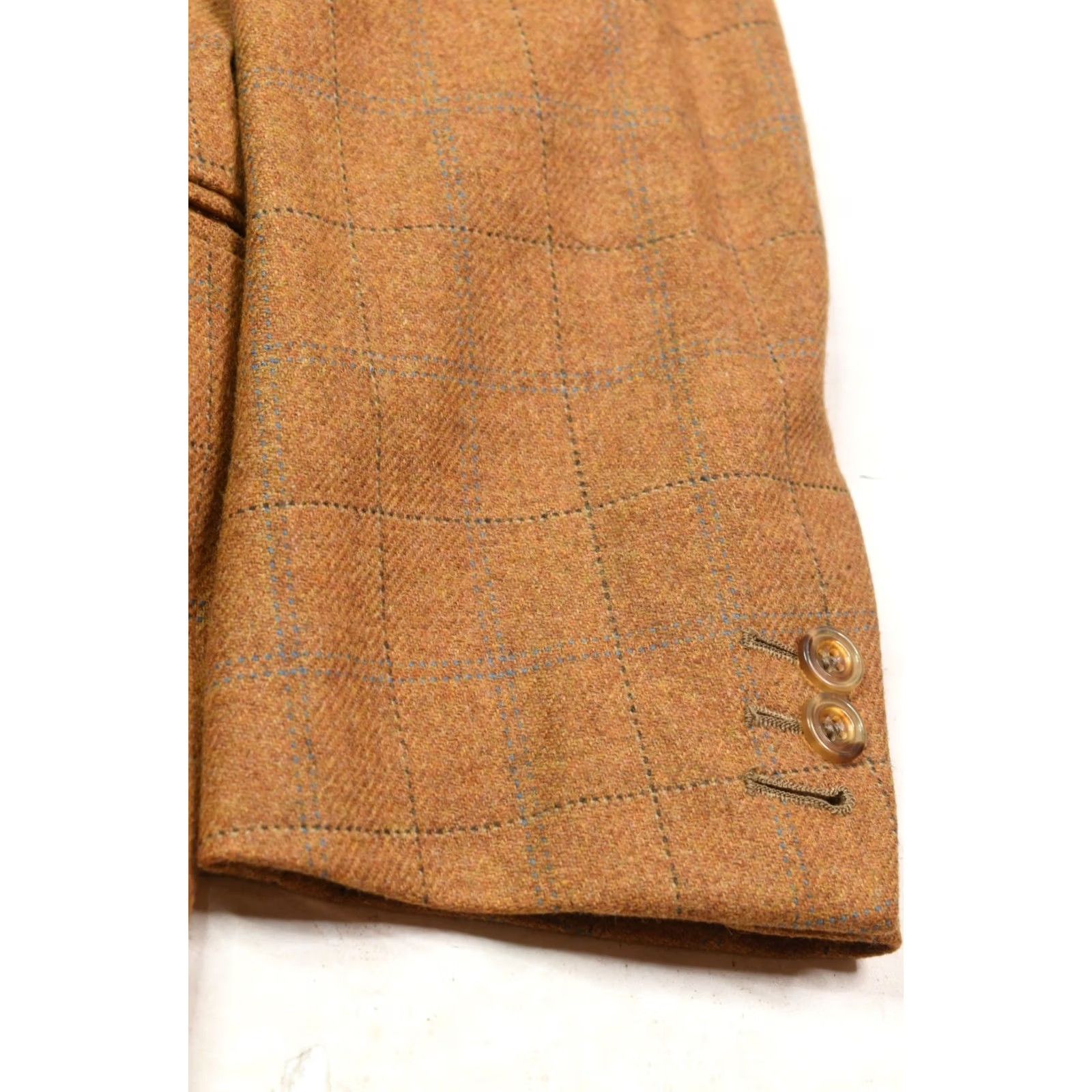 Vintage Tom Barnett Dormeuil Derby Blazer Mens 42 Brown Blue Windowpane Wool 3-Button Blazer Mens 42 Brown Windowpane Wool Derby Blazer Size 42R - 5 Thumbnail
