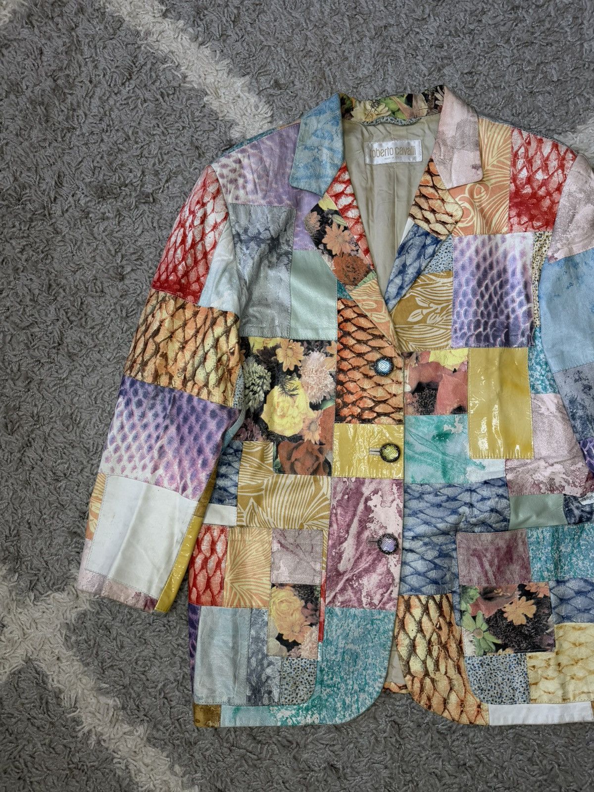 Roberto Cavalli Archive SS98 Roberto Cavalli Patchwork Leather Blazer Jacket Size M / US 6-8 / IT 42-44 - 2 Thumbnail