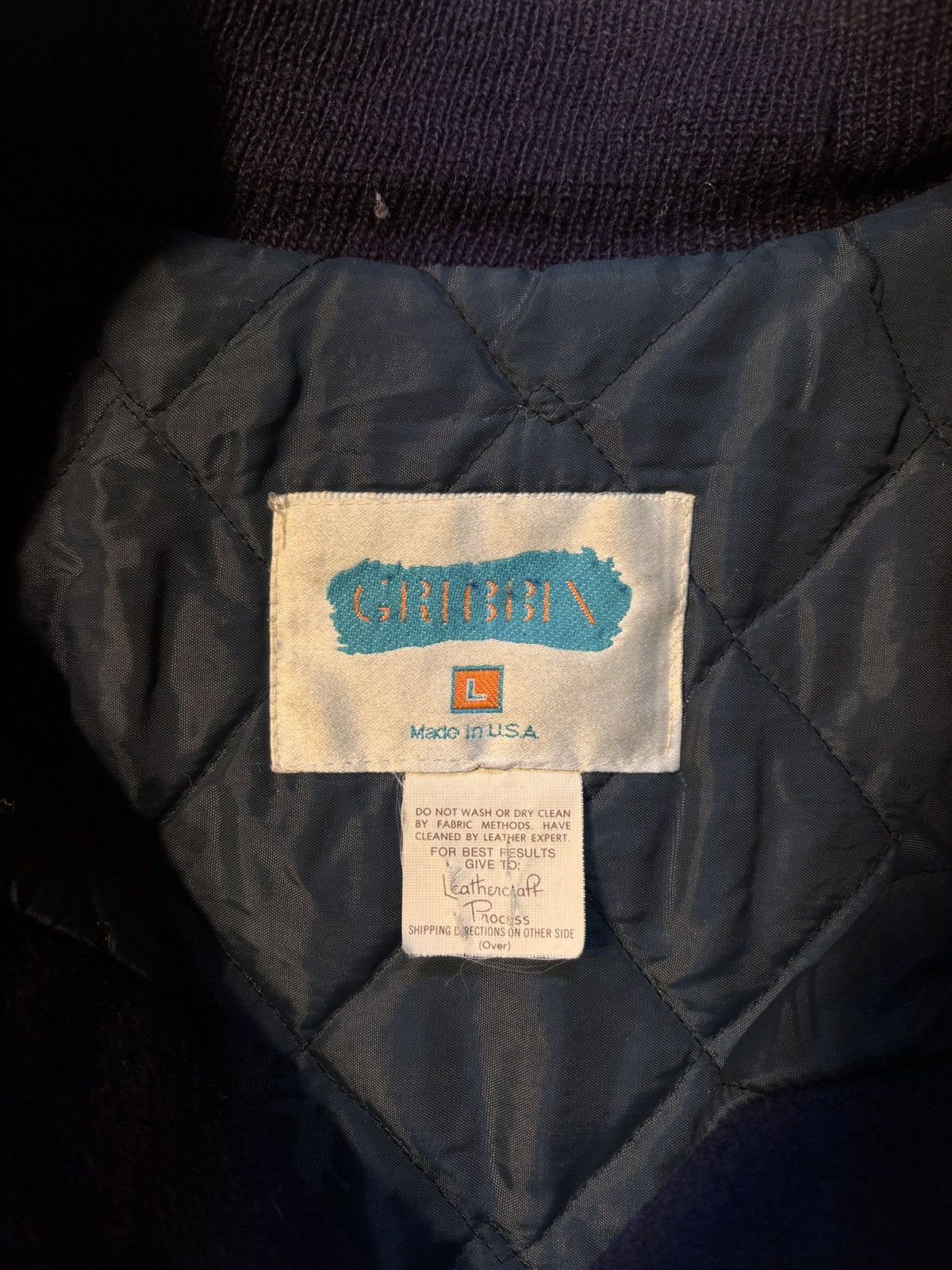 Vintage Grubbin Martell Cognac 90s Wool Leather Varsity Letterman Size US L / EU 52-54 / 3 - 4 Thumbnail