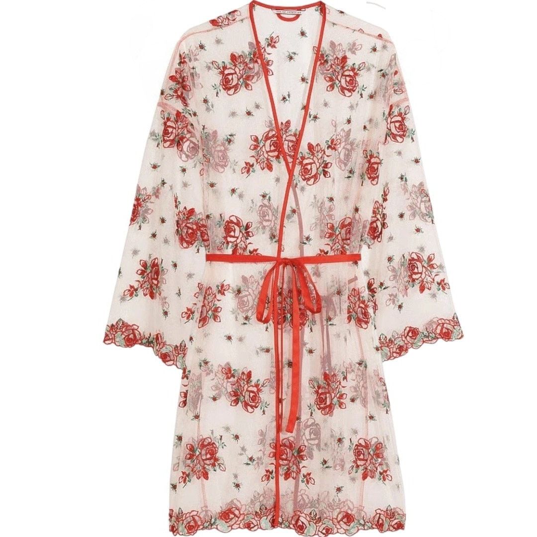Victoria's Secret Victoria's Secret Floral Embroidery Sheer Mesh Robe, XS/S Size ONE SIZE - 1 Thumbnail