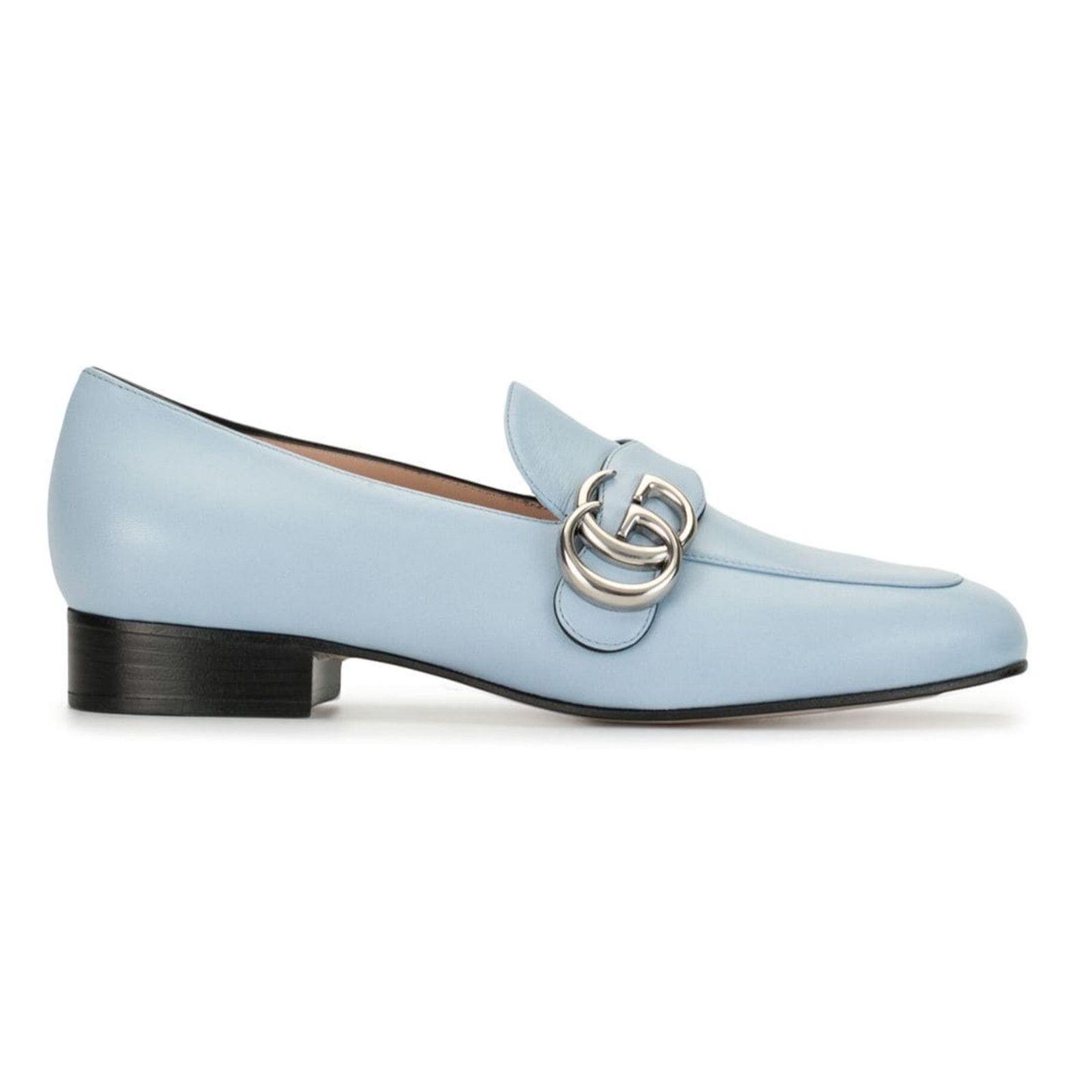 Gucci Gucci Marmont Blue Silver Double GG Logo Block Heel Size US 10 / IT 40 - 1 Thumbnail