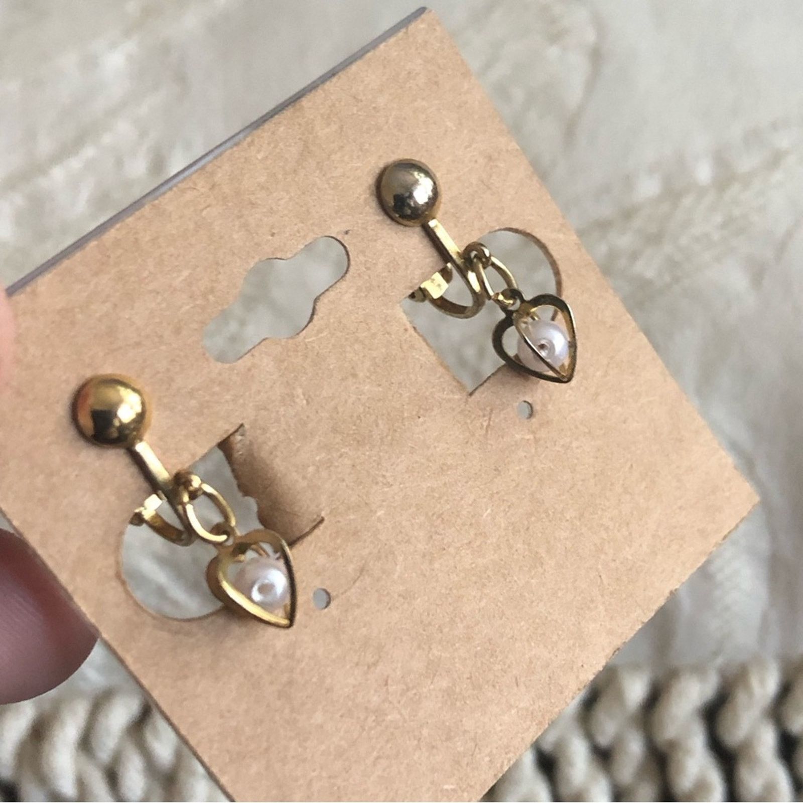 Vintage Vintage open heart caged pearl dangle clip on earrings Size ONE SIZE - 2 Thumbnail