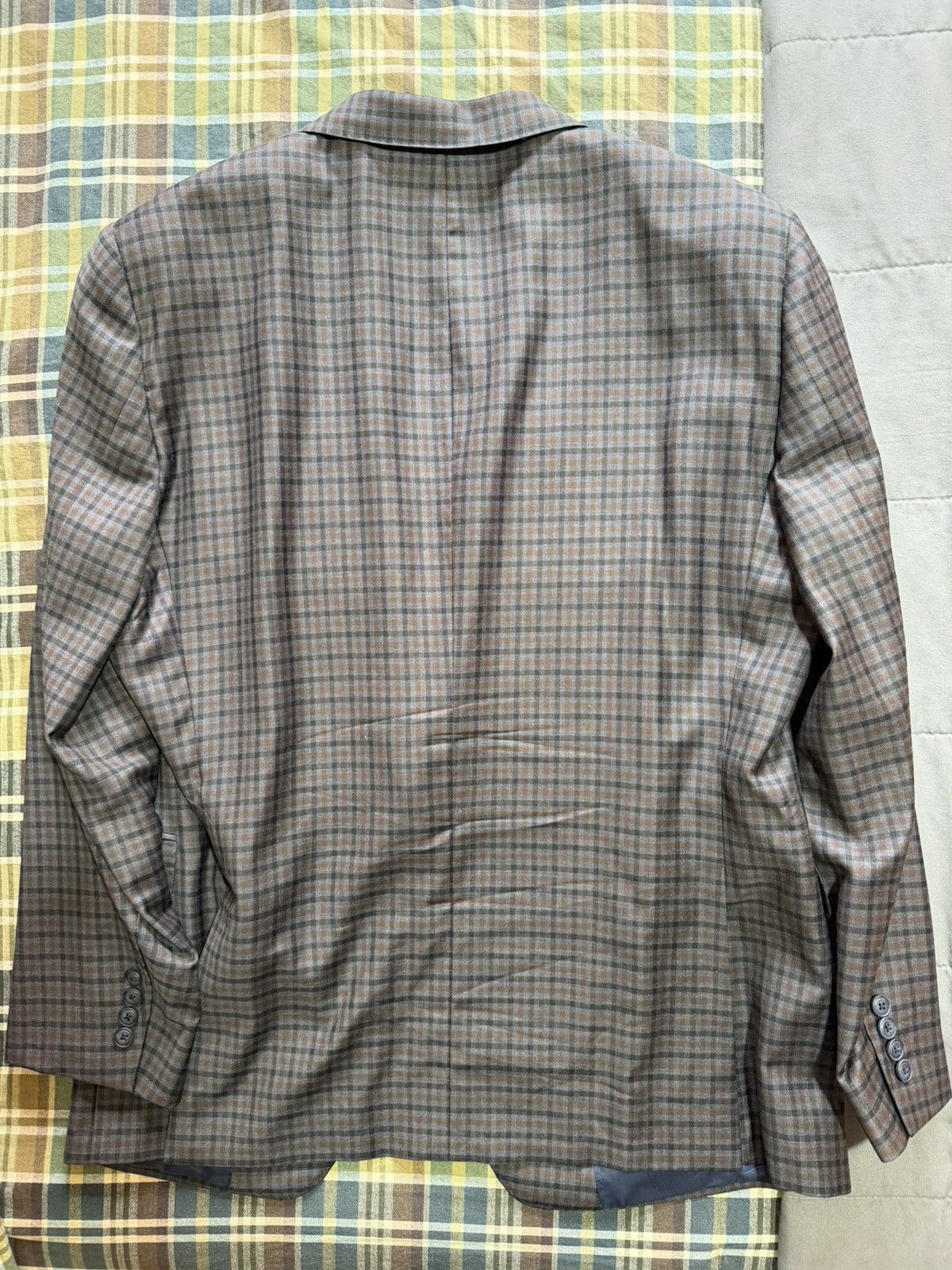 Samuelsohn Samuelsohn Brown and Blue Plaid Blazer Size 46R - 2 Thumbnail