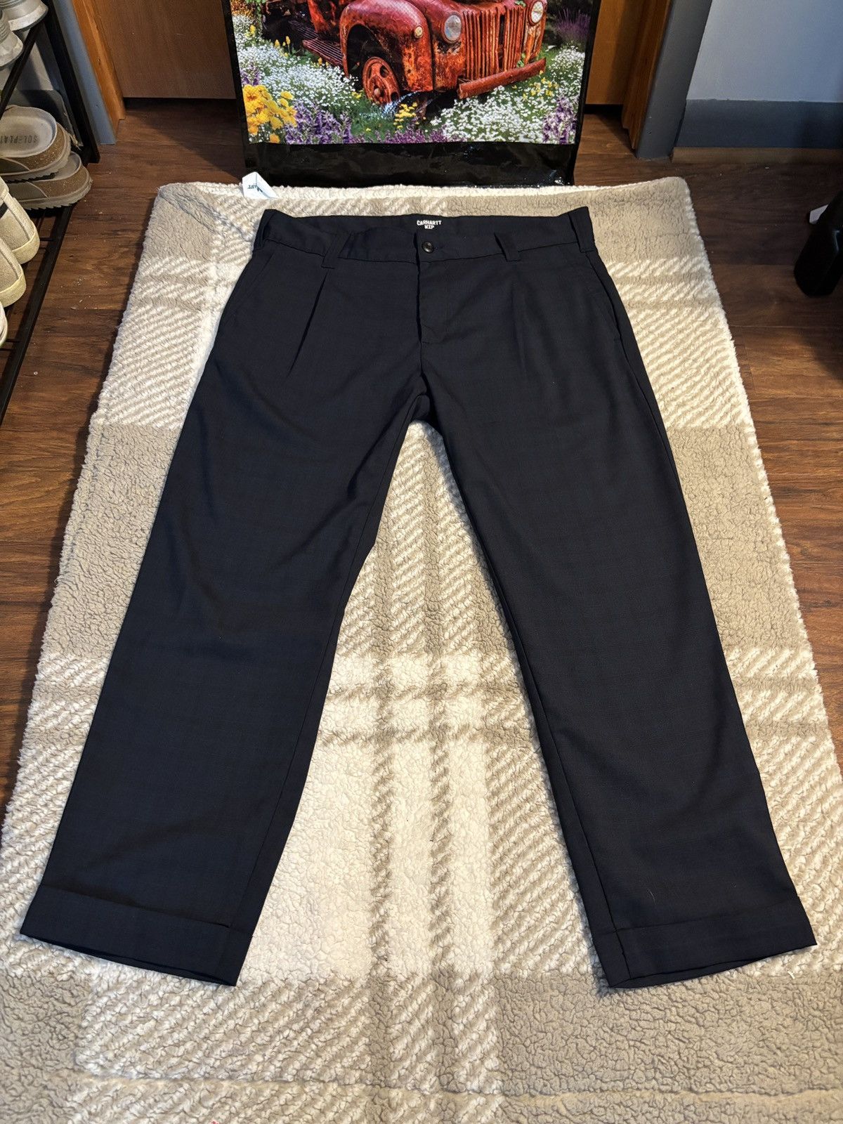 Carhartt Navy Blue plaid Carhartt WIP work pants Size US 34 / EU 50 - 2 Thumbnail