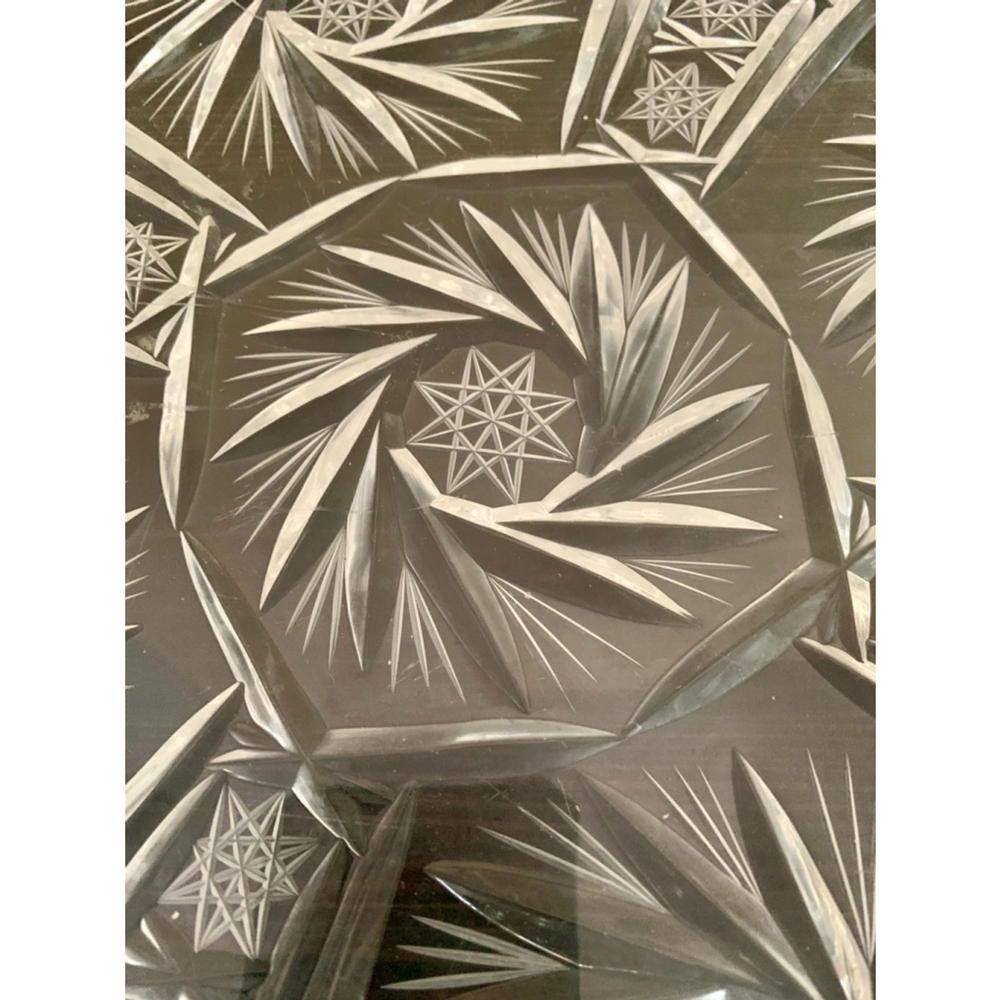 Designer Brilliant Cut Glass - Vintage Cut Crystal Platter Size ONE SIZE - 2 Thumbnail
