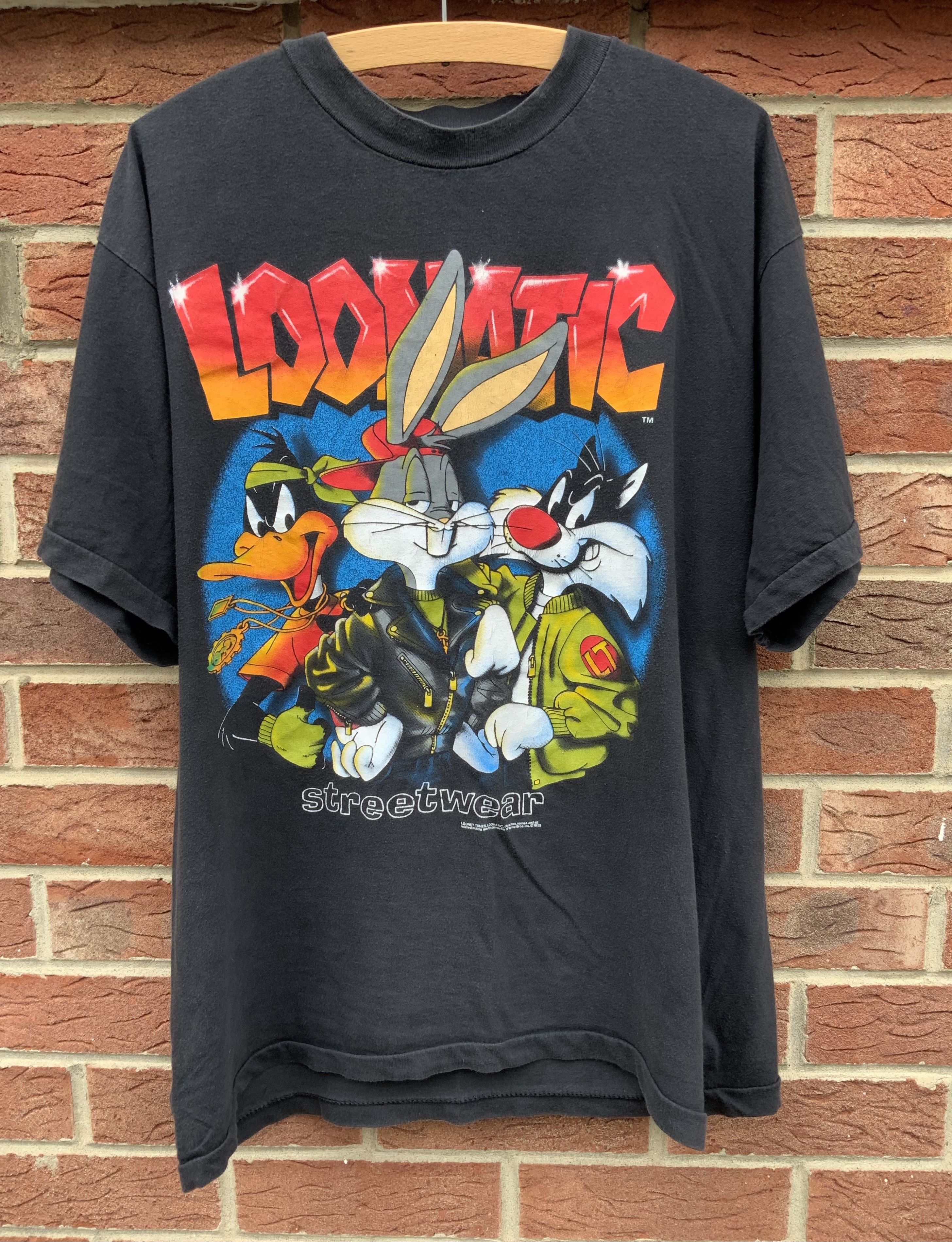 Vintage 1992 Looney Tunes Loonatic single stitch vintage t shirt Size US L / EU 52-54 / 3 - 1 Thumbnail