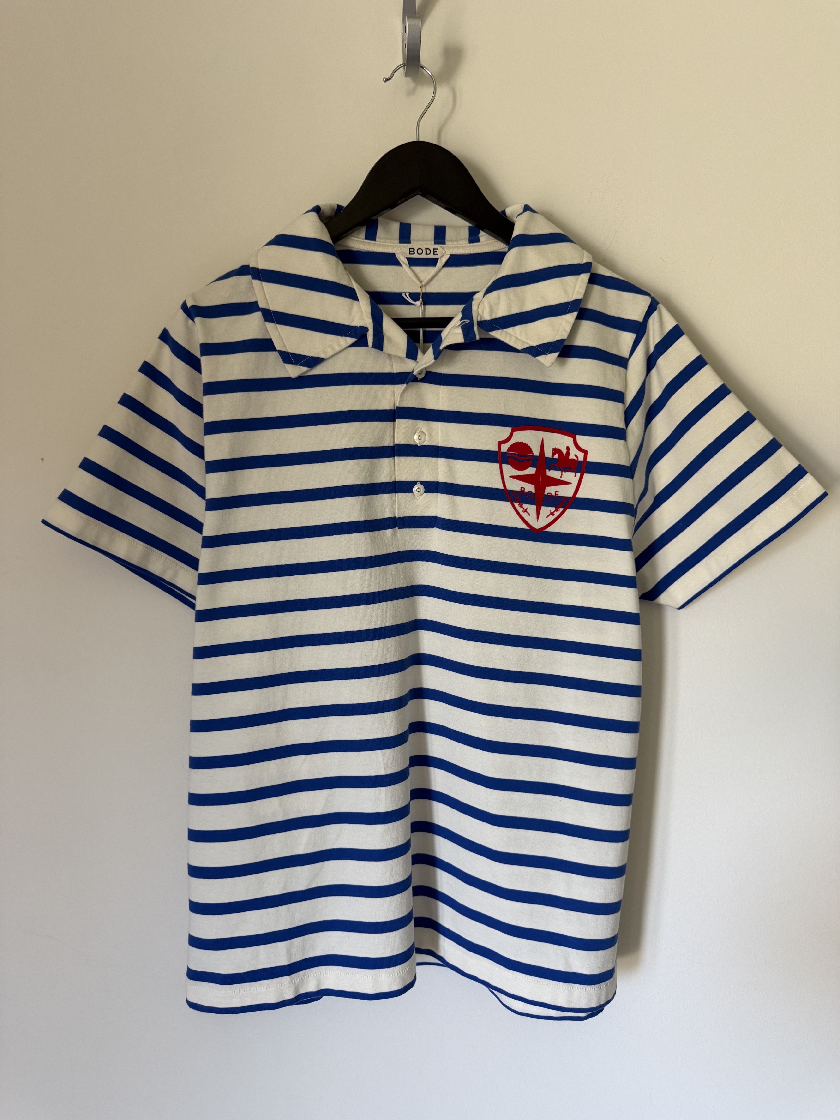 Bode Bode Margate Polo in White Blue Size US M / EU 48-50 / 2 - 1 Thumbnail
