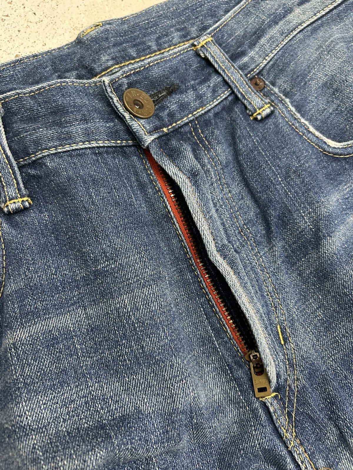 Edwin Edwin 505z Selvedge Buckle Back Baggy Denim Orange Tab Size US 35 - 9 Thumbnail