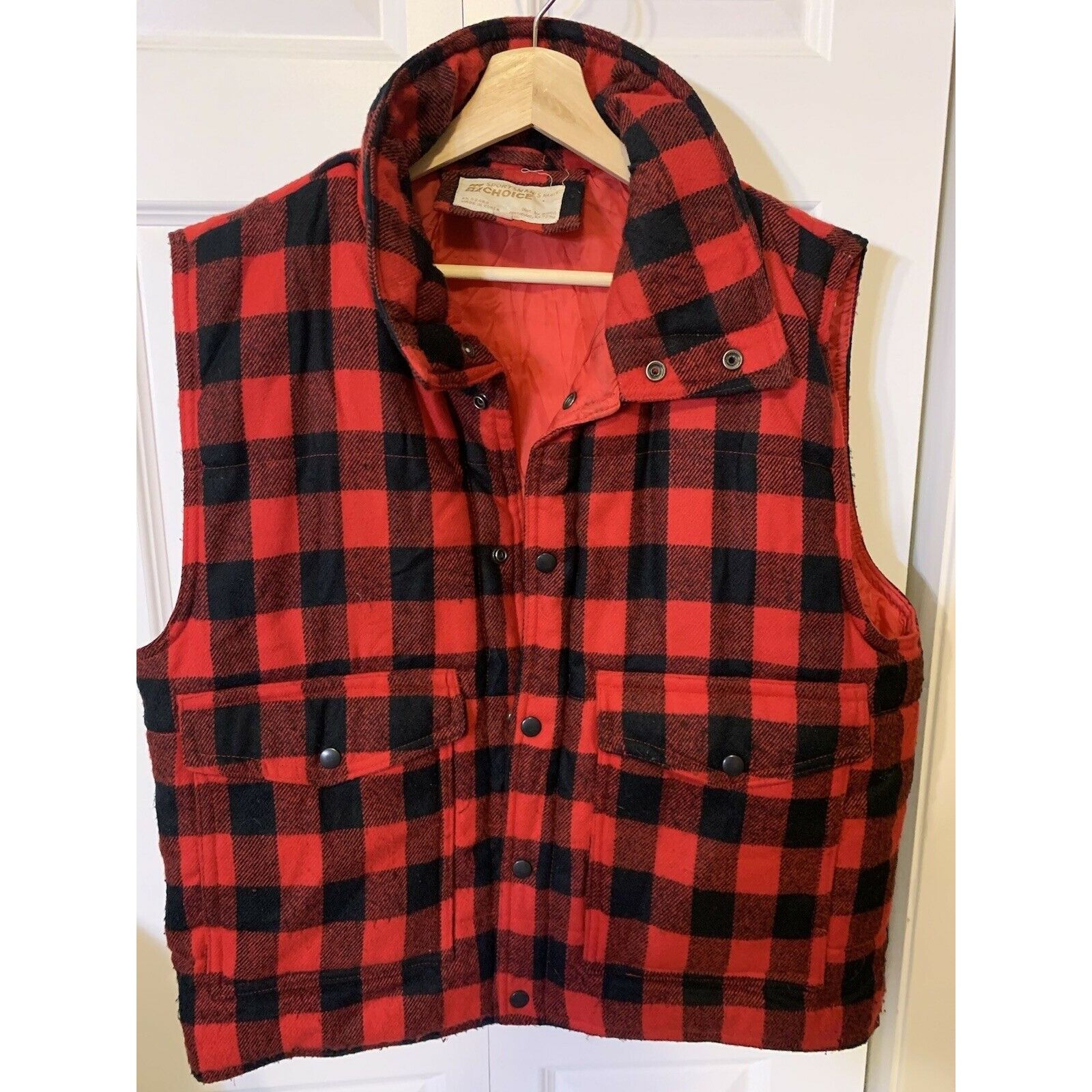 Vintage SPORTSMAN’S CHOICE Men’s Sz L plaid hunting vest vtg black & Size US L / EU 52-54 / 3 - 4 Thumbnail