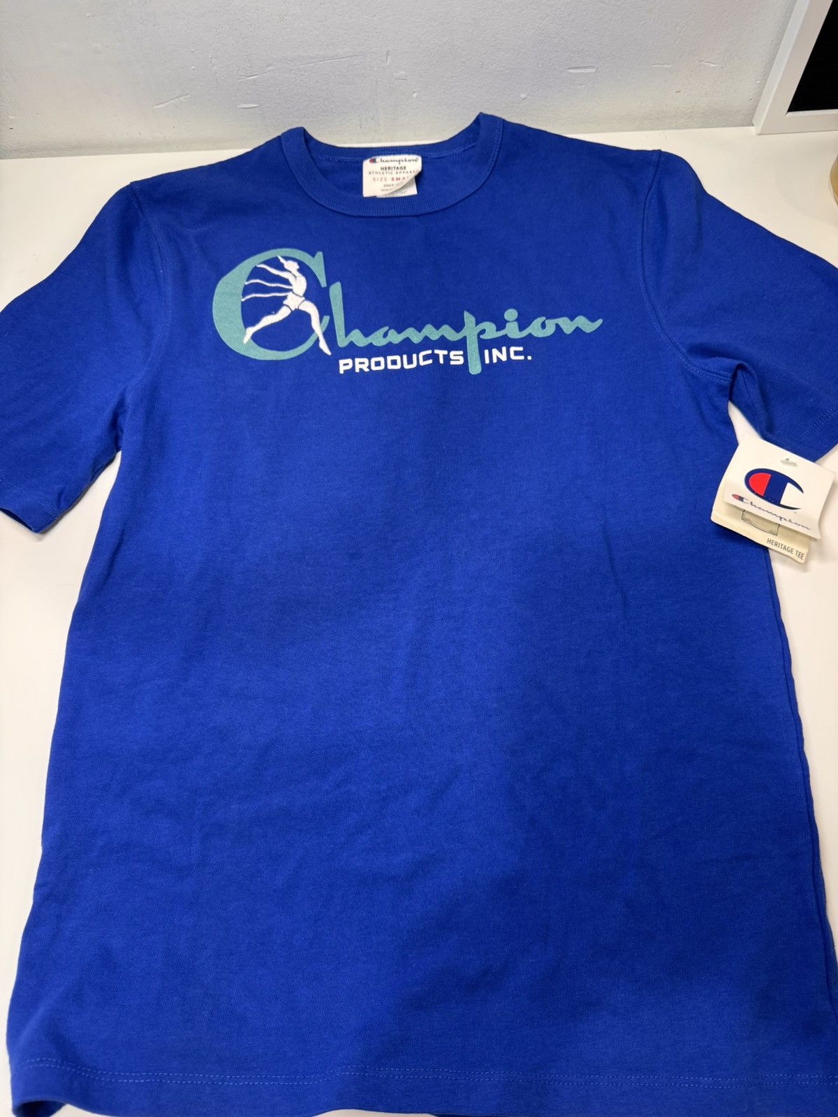 Champion Vintage Champion Logo Blue Running Man Retro Heritage Tee Size US S / EU 44-46 / 1 - 1 Thumbnail