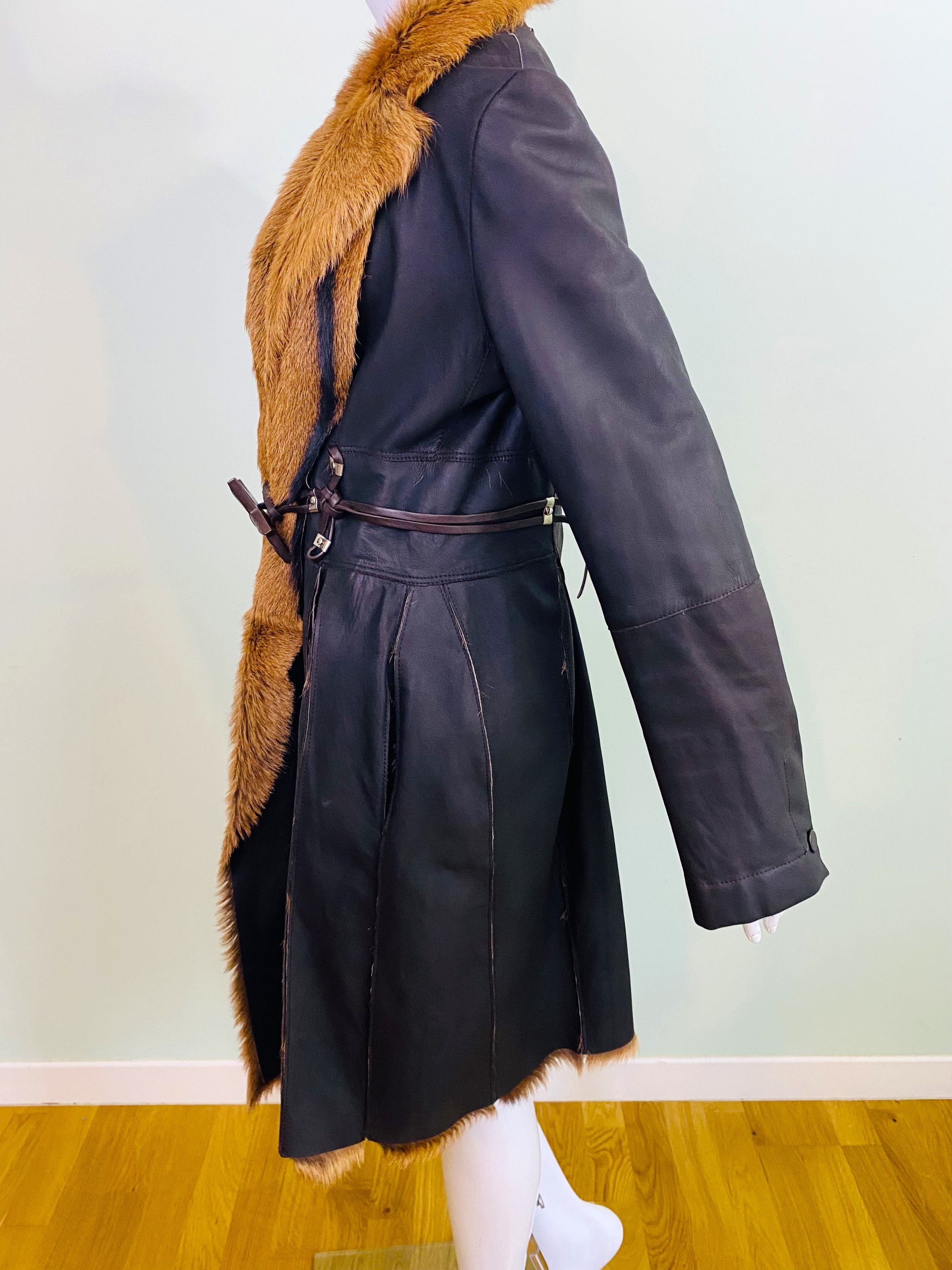 Marithe + Francois Girbaud Marithé François Girbaud Fur Goat Leather Winter Warm Coat Size L / US 10 / IT 46 - 4 Thumbnail