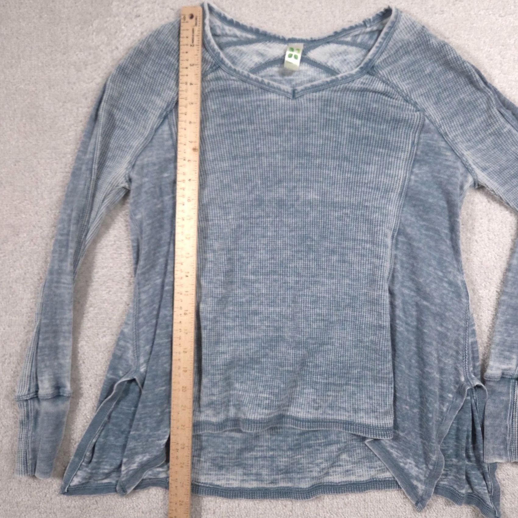 tentree Green Tea Shirt Womens Small Blue Thermal Waffle V Neck Long Sleeve Tunic Top Size S / US 4 / IT 40 - 6 Thumbnail