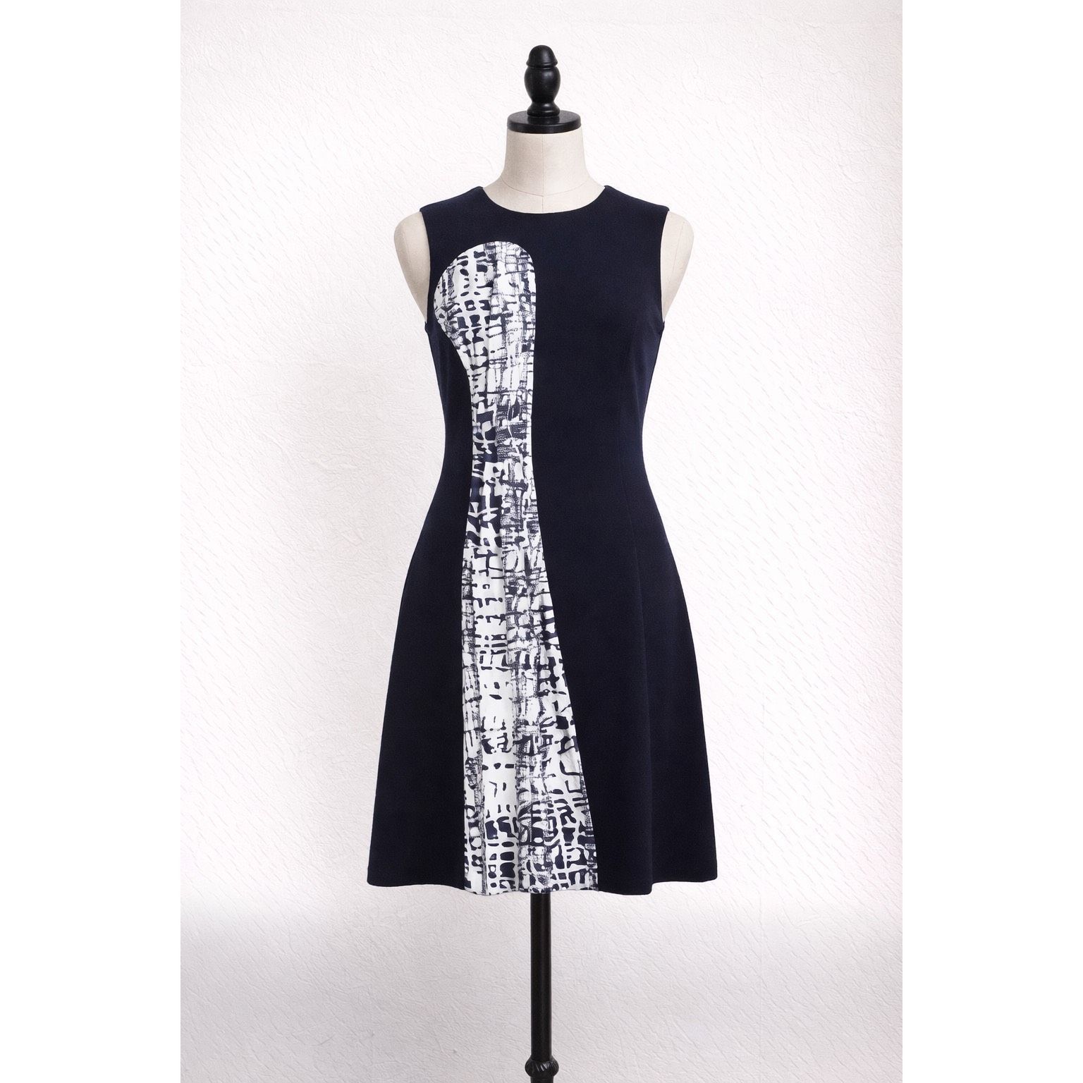 Prabal Gurung Prabal Gurung Navy Abstract Panel Sleeveless Flare Dress Wom Size XL / US 12-14 / IT 48-50 - 1 Thumbnail