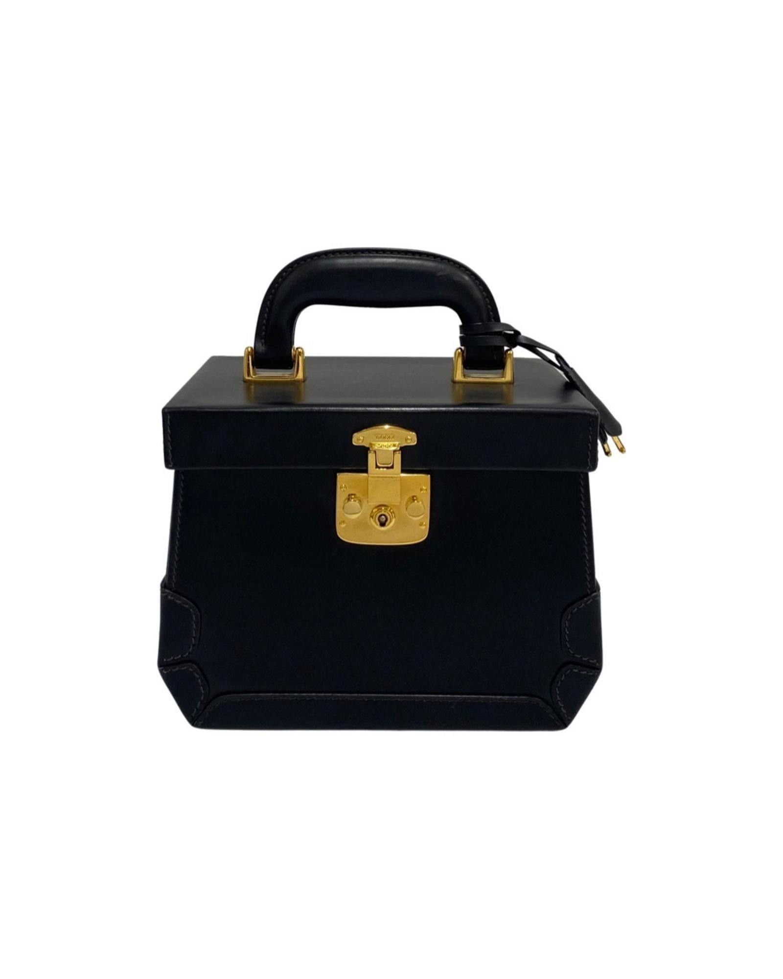 image of Gucci Premium Leather Handbag/vanity Bag in Black, Women's