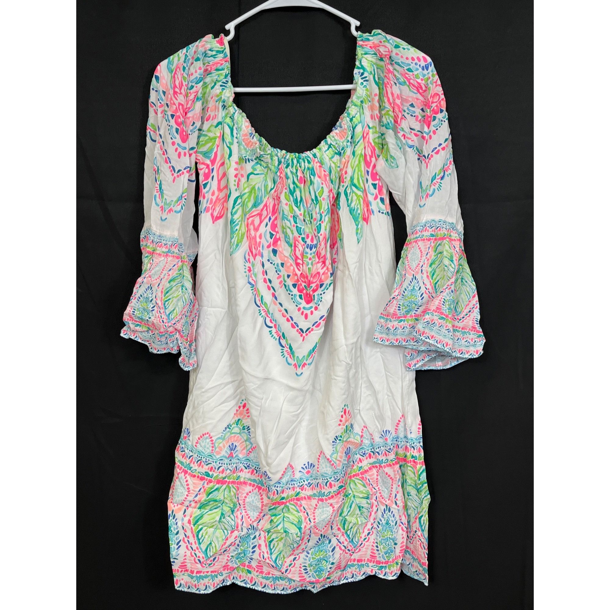 Lilly Pulitzer Lilly Pulitzer SKU 7935 Multicolor Off Shoulder Floral Dress Size L / US 10 / IT 46 - 1 Thumbnail