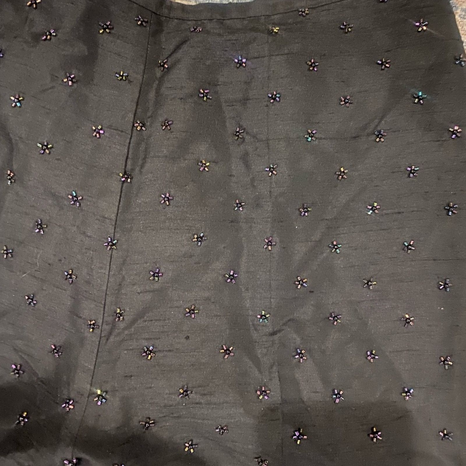Other Vintage 1990s Karen Kane Pants Silk Beaded Black Pants 10 Size 32" / US 10 / IT 46 - 3 Thumbnail