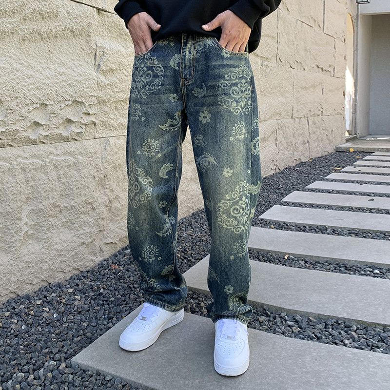 Japanese Brand × Vintage Floral Printed Jeans Men's Loose Casual Straight Leg Pants Size US 32 / EU 48 - 1 Thumbnail