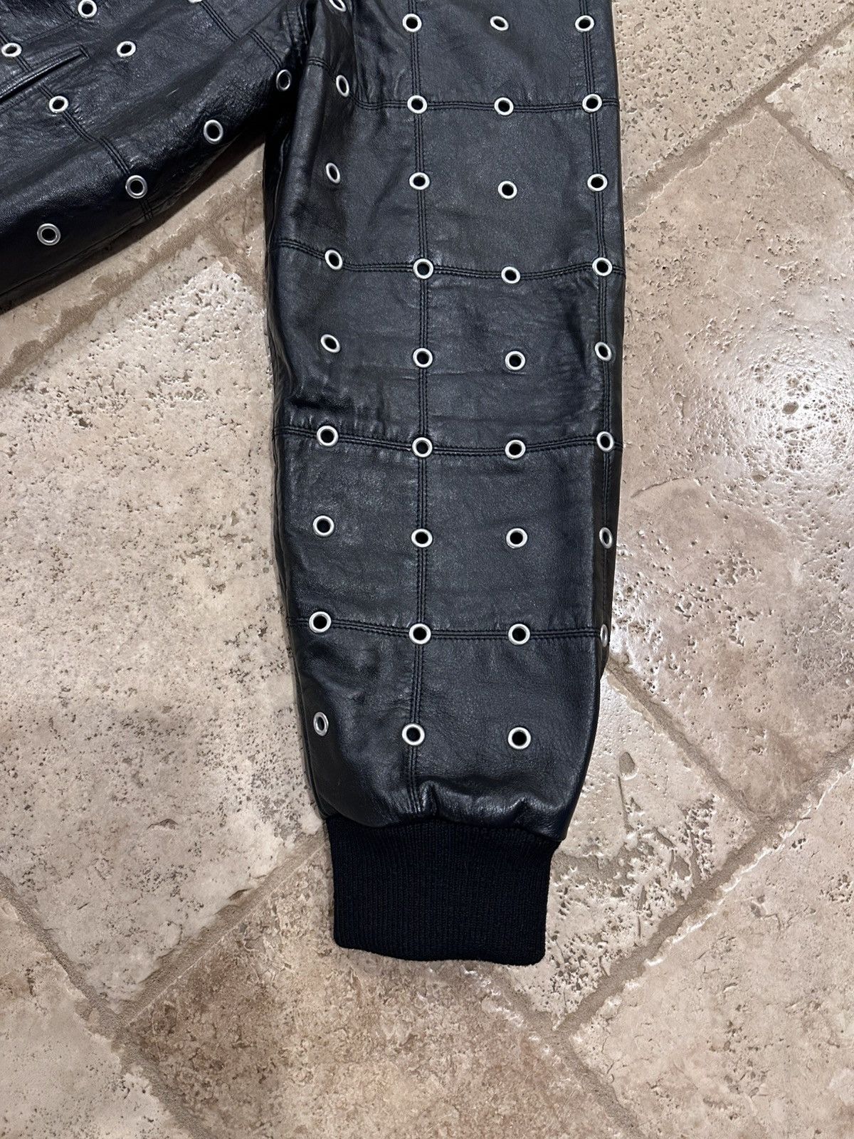 Celine × Hedi Slimane Celine x Hedi FW22 Leather Eyelet Cut-Out Stud Patch Jacket Size US L / EU 52-54 / 3 - 5 Thumbnail