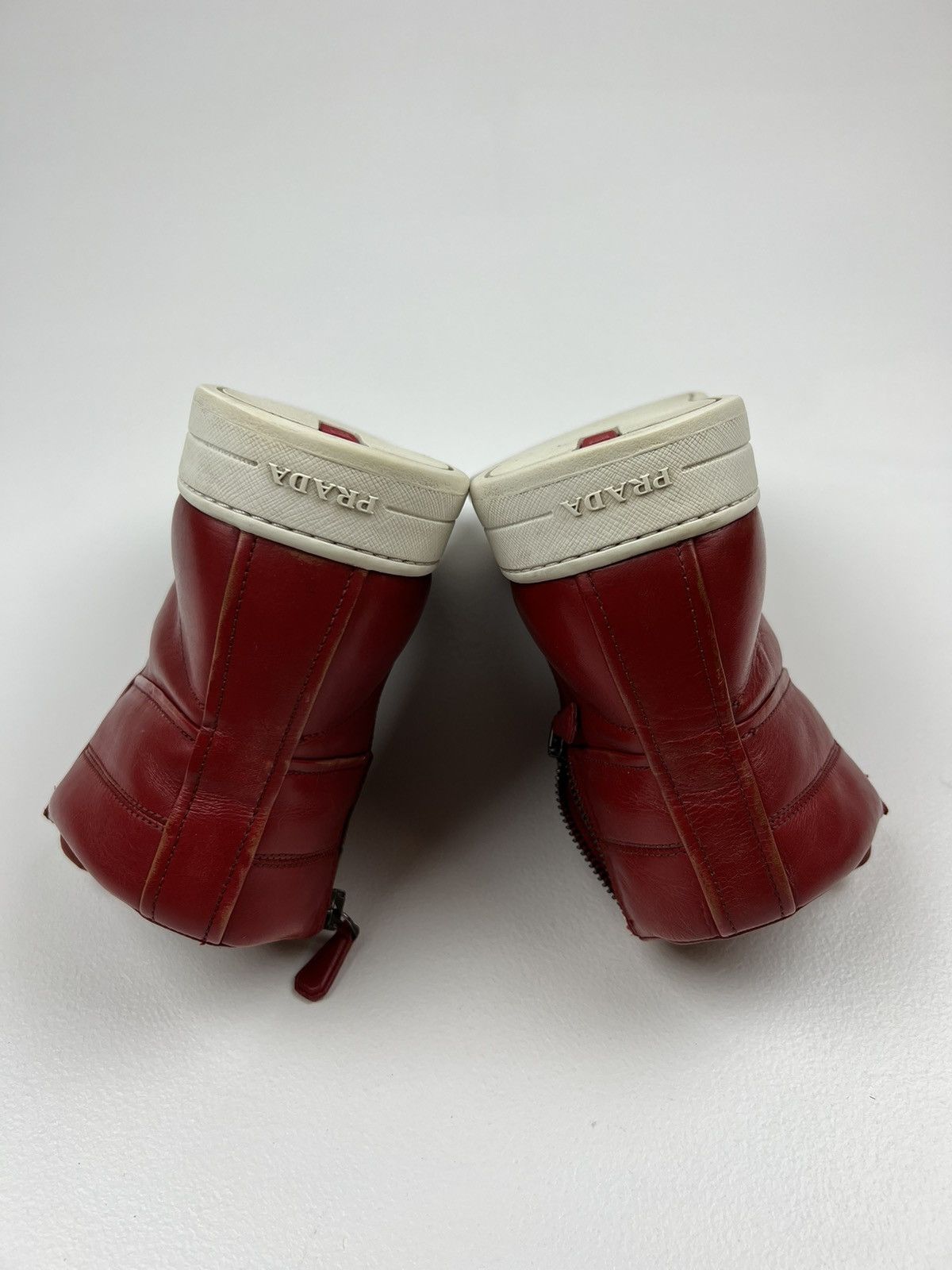 Prada PRADA Sneakers Hi Top Leather Shoes Side Zip Red Tab Logo Size US 10 / EU 43 - 14 Thumbnail