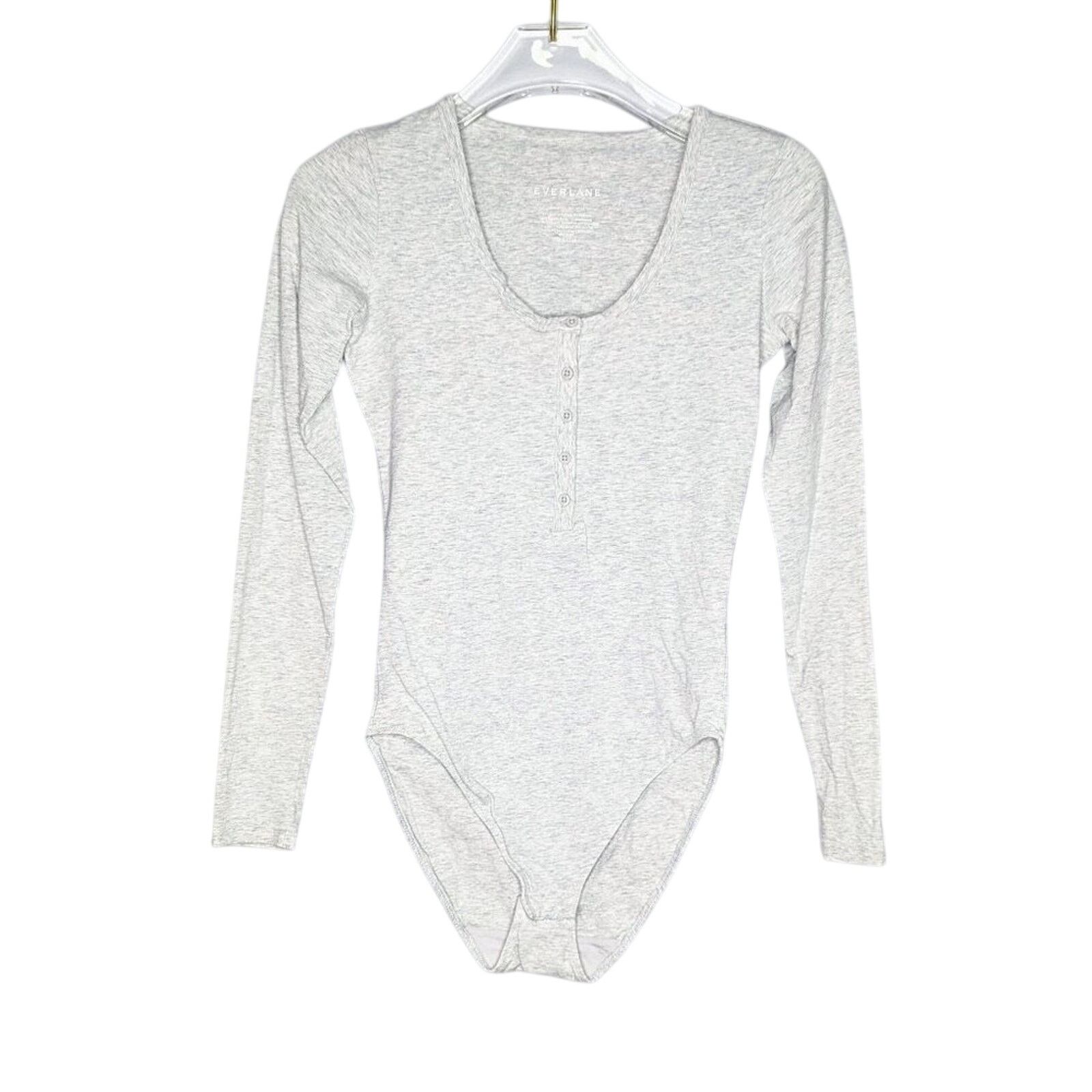 Everlane Everlane Gray The Henley Bodysuit Long Sleeve Scoop Neck XS Size XS / US 0-2 / IT 36-38 - 1 Thumbnail
