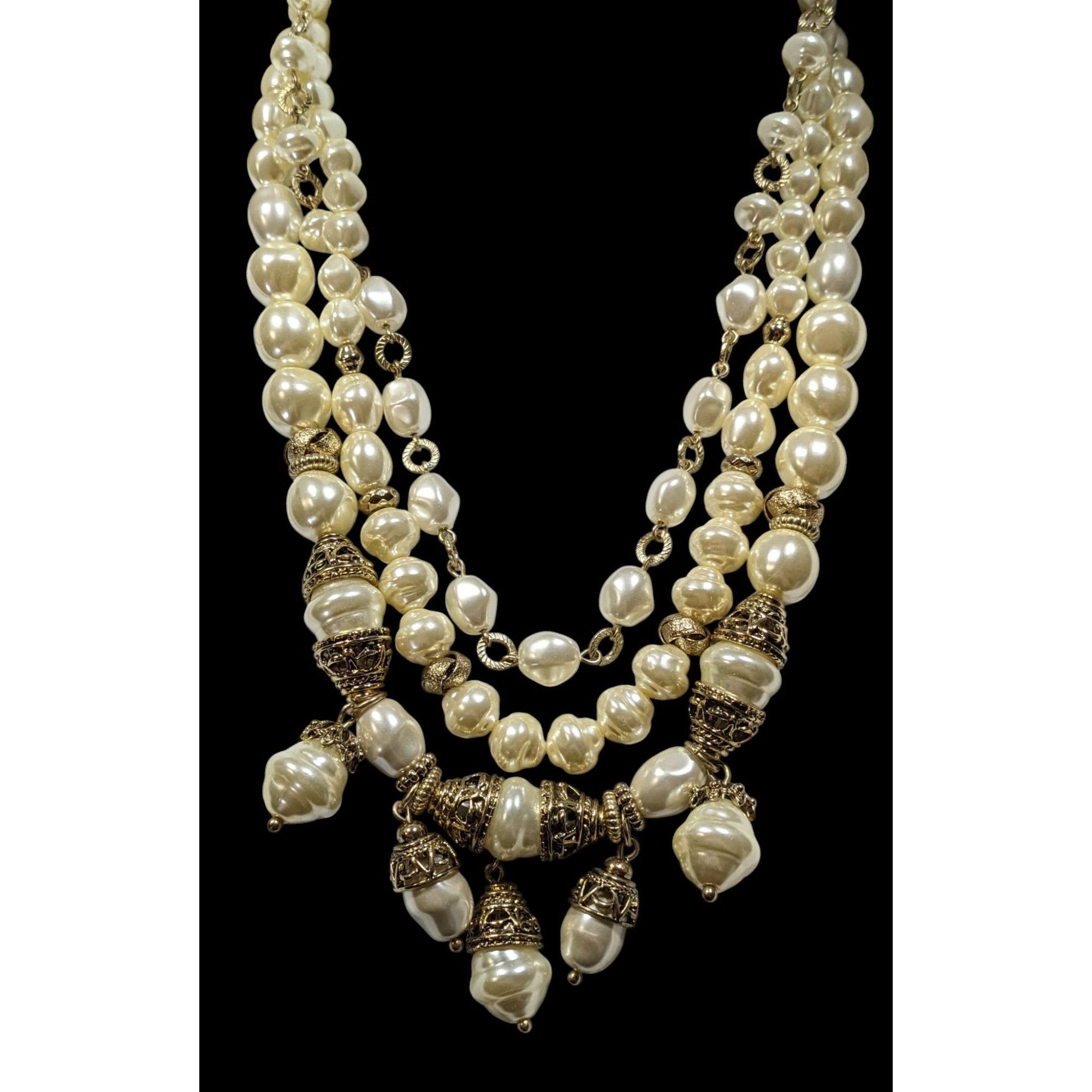 Chicos Chicos Chunky Glam Victorian Style Faux Pearl Layered Neckla Size ONE SIZE - 2 Thumbnail