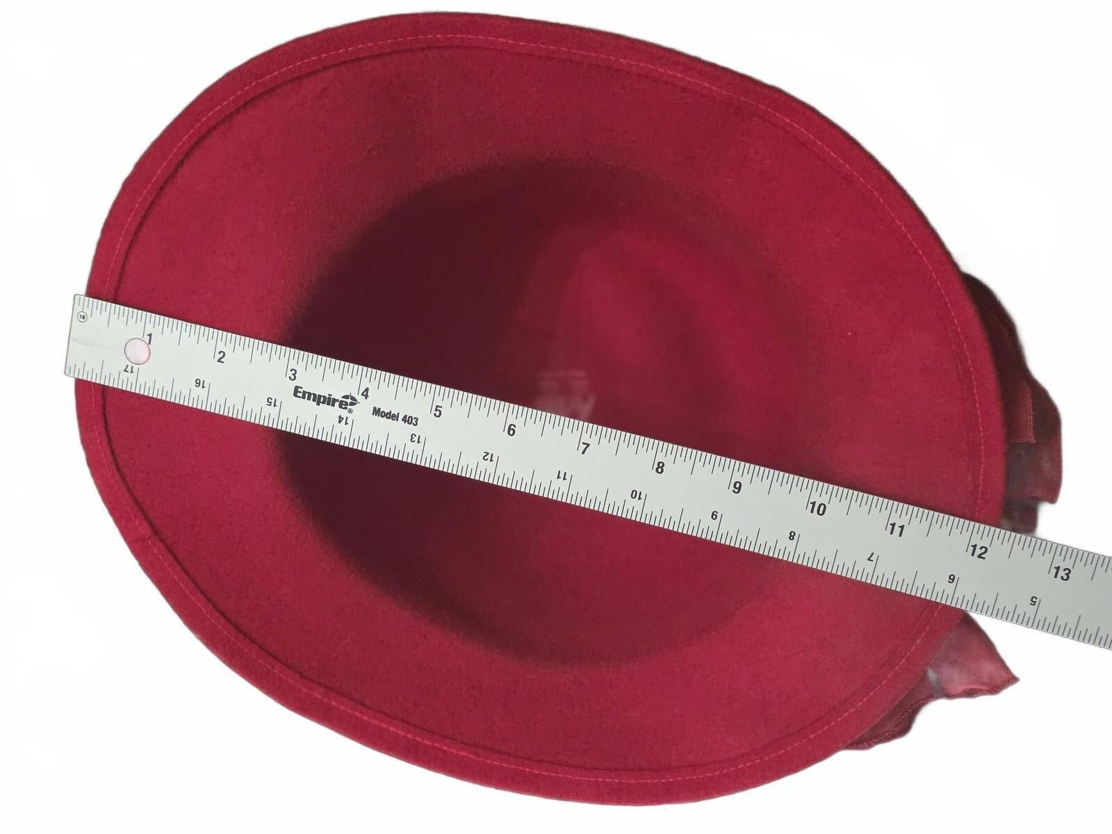 AGLINI Vintage Arlin Red Wool Cloche Hat with Side Organza Bow Size ONE SIZE - 10 Thumbnail