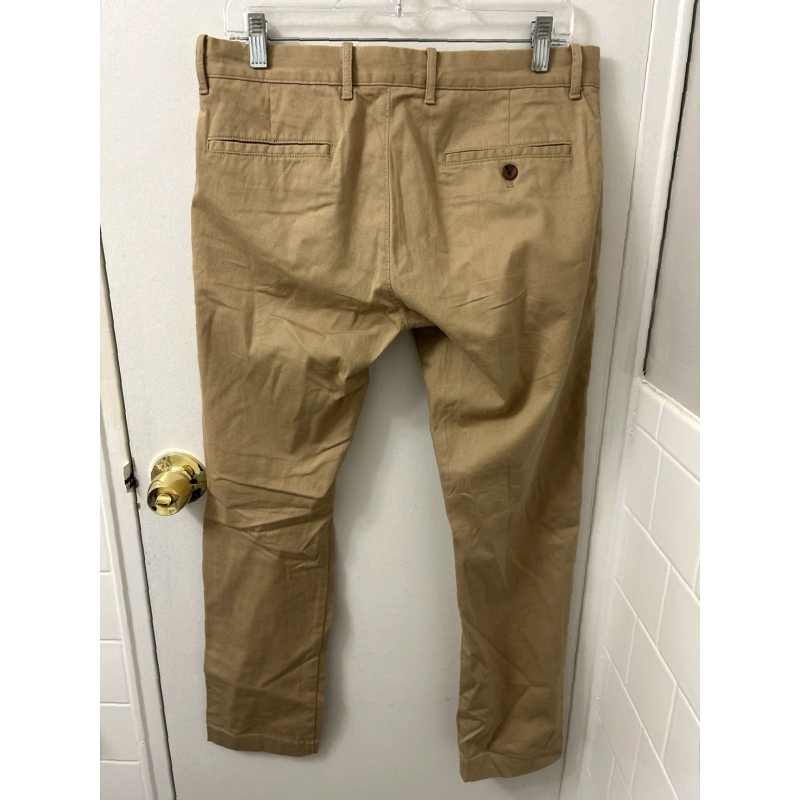 Vintage J Crew Flex Slim Chino Pants Mens 30x30 Khaki Tan Cotton-Blend Stretch Flat Front Zipper Button NWT Slim Tapered Casual Workwear Size US 30 / EU 46 - 6 Thumbnail