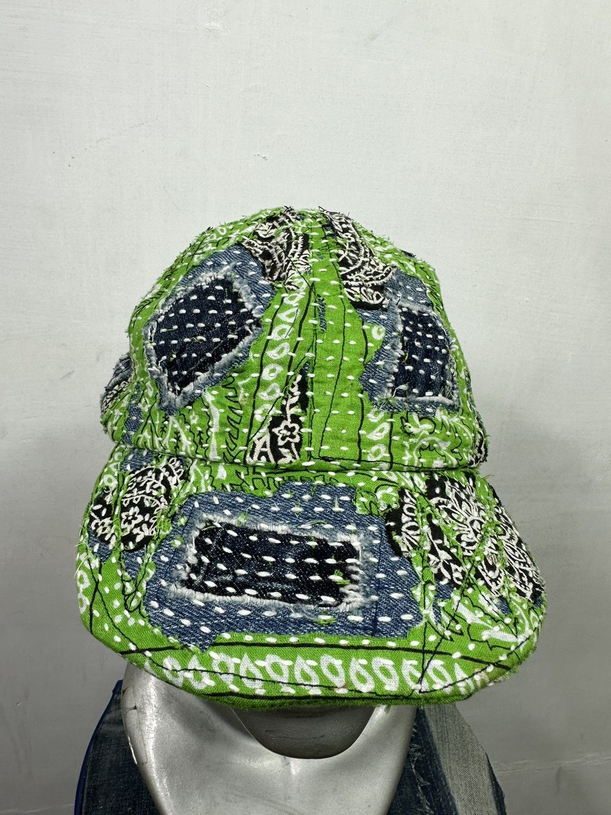 Art Comes First × Handmade Custom Made Distressed Paisley Patchwork Boro hats Size ONE SIZE - 4 Thumbnail