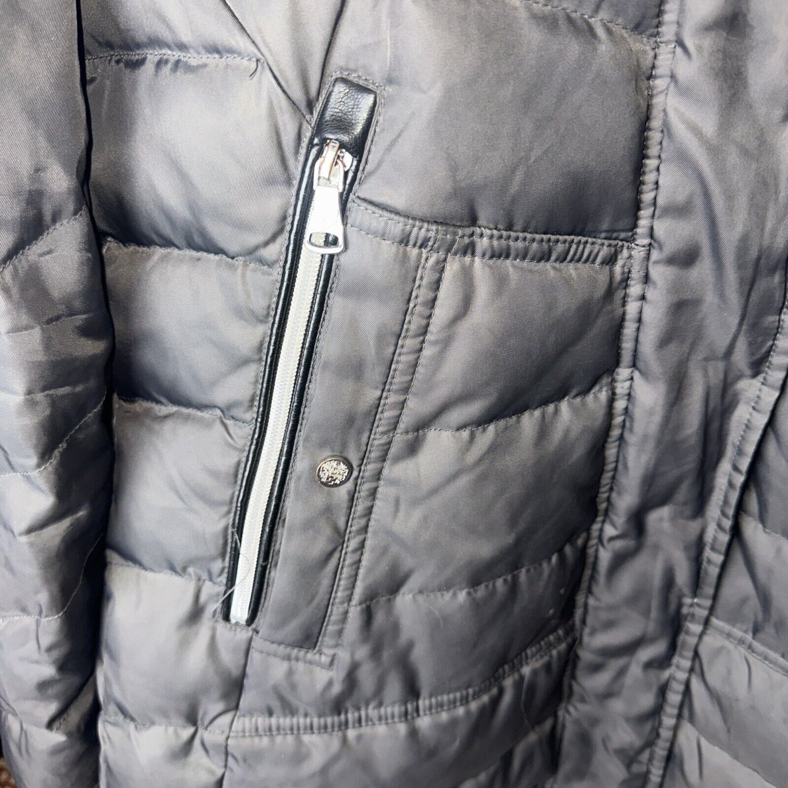 Vince Camuto VINCE CAMUTO Women's M grey Full Zip Quilted Hooded Puffer Size M / US 6-8 / IT 42-44 - 2 Thumbnail