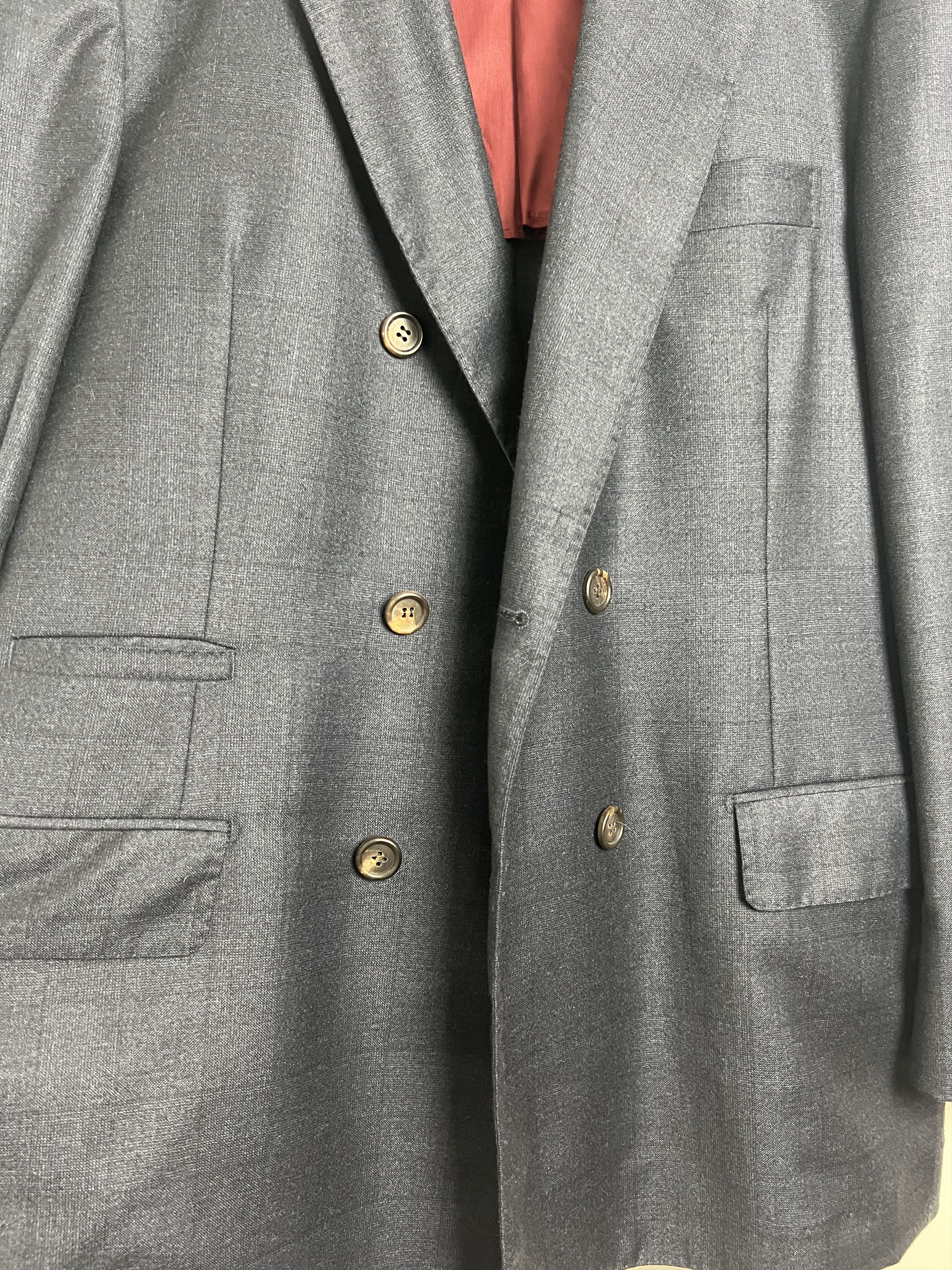 Brunello Cucinelli Navy Windowpane Wool Suit Size 38R - 4 Thumbnail