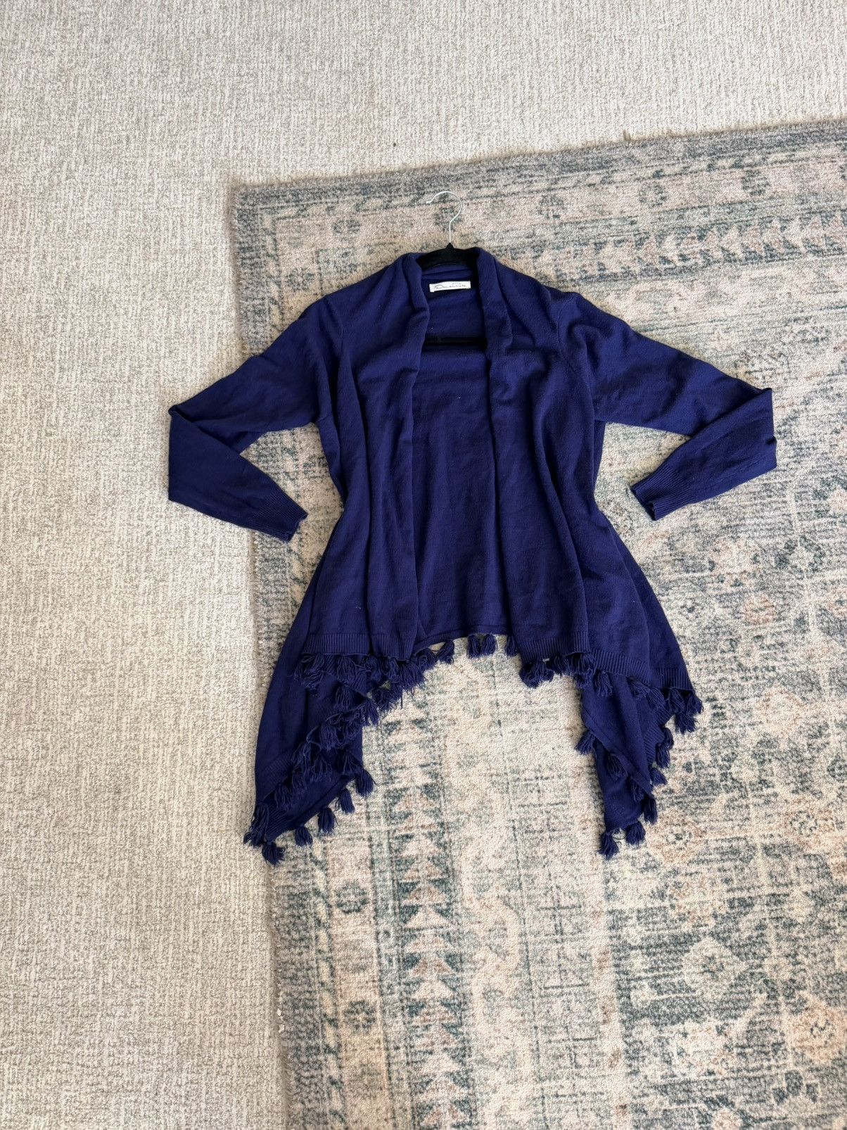 Oscar De La Renta Oscar de la Renta navy blue open front tassel sweater O/S Size M / US 6-8 / IT 42-44 - 12 Thumbnail