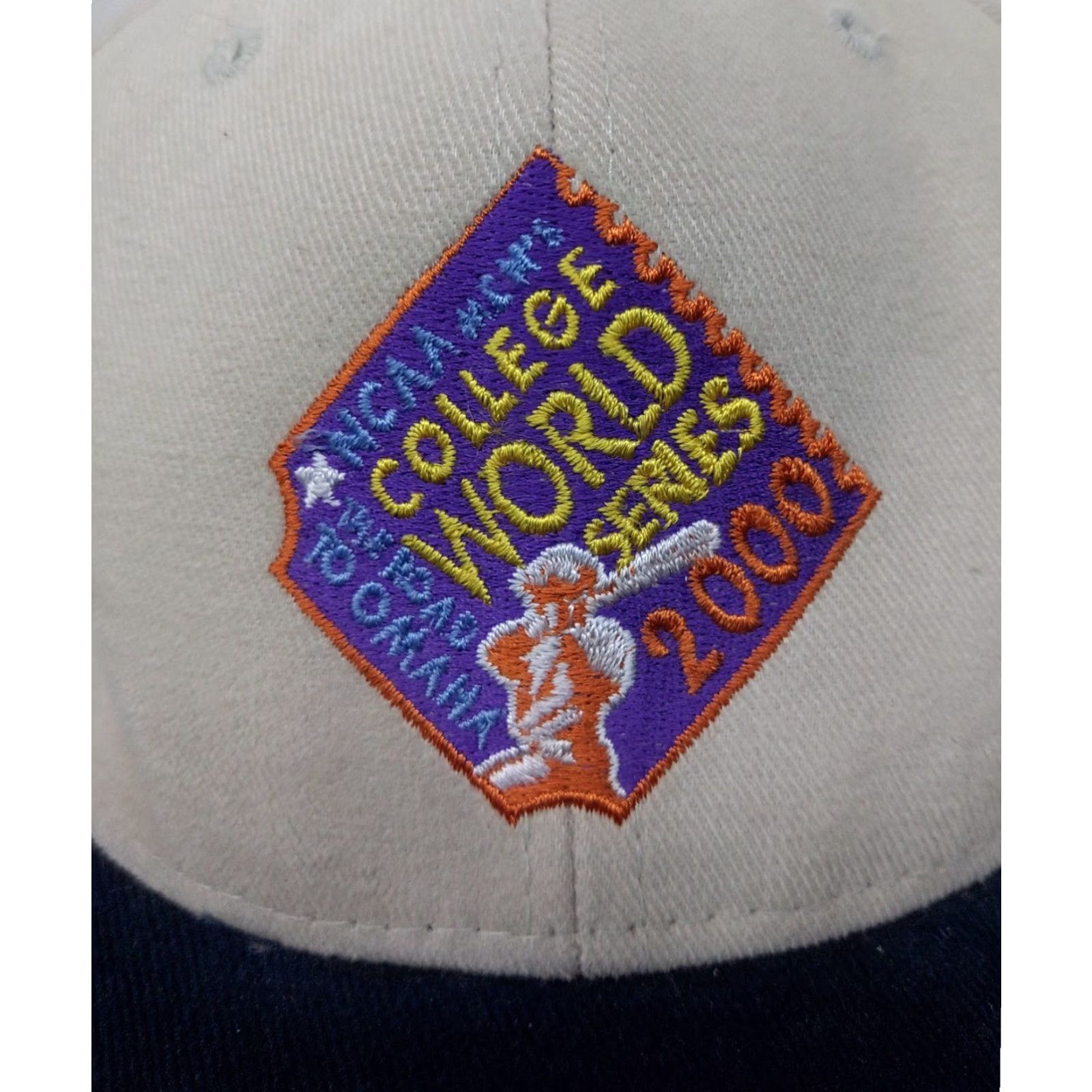 New Era VINTAGE New Era College World Series Logo Hat - "The Road to Omaha" - Adjustable Beige 100% Cotton Men Baseball Cap Size ONE SIZE - 2 Thumbnail