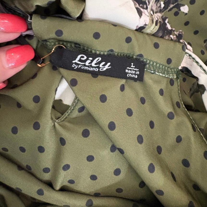 Other Lily Firmiana Halter Green Floral Maxi Long Dress LARGE NWT Size L / US 10 / IT 46 - 2 Thumbnail