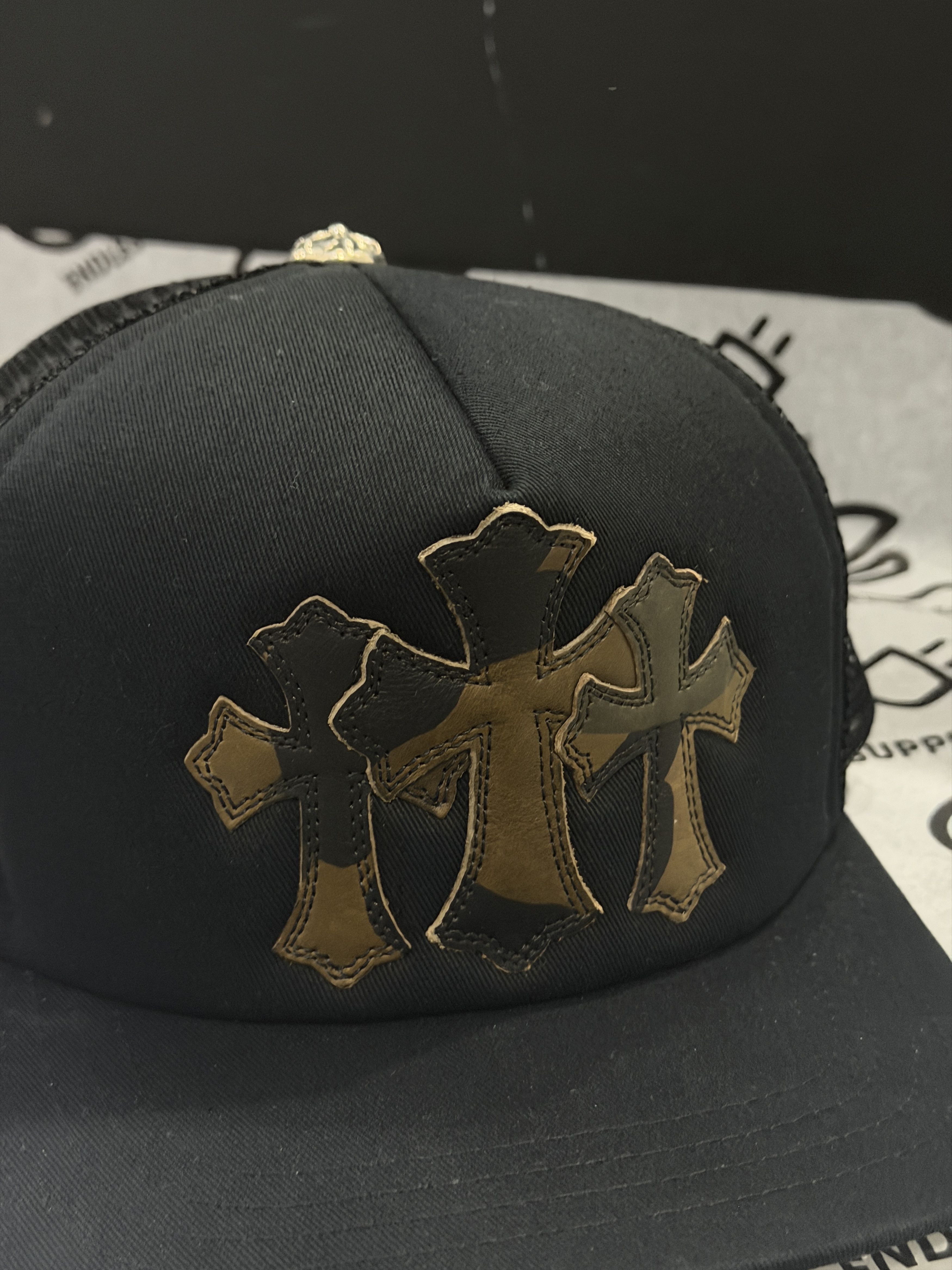 Chrome Hearts Chrome Hearts Leather Cemetery Cross Patch Hat Black/Camo Size ONE SIZE - 9 Thumbnail