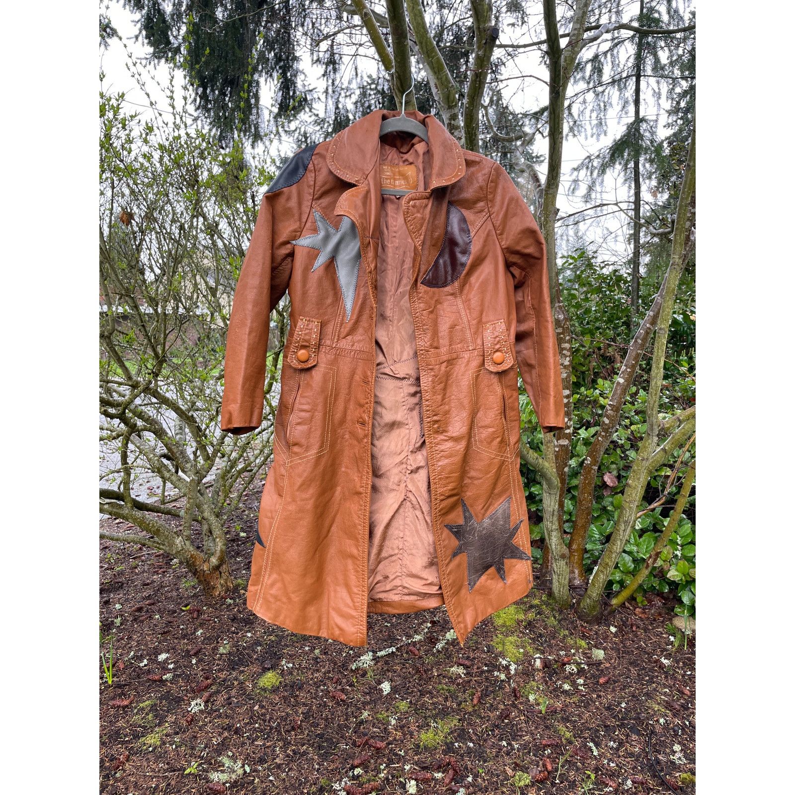 Handmade Large Upcycled Celestial Real Genuine Leather Jacket Size L / US 10 / IT 46 - 4 Thumbnail
