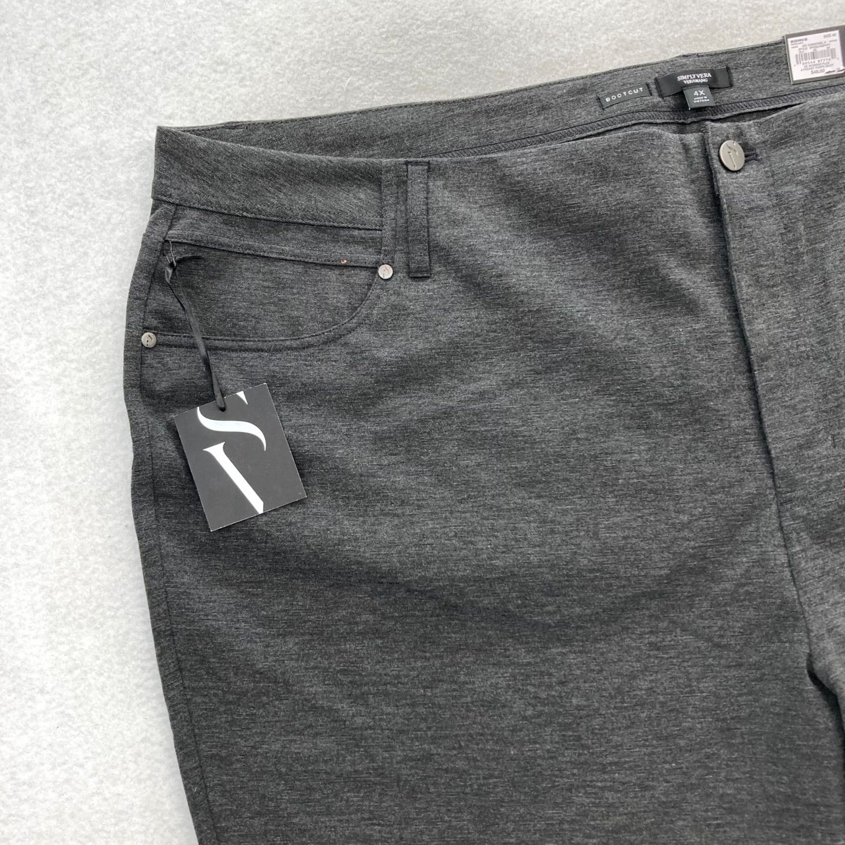Vintage Simply Vera Vera Wang Bootcut Pants Women's Plus 4X Dark Gray Stretch High Rise Bootcut Pants 4X Womens Gray Stretch High Rise Size 40" / US 18 - 2 Thumbnail