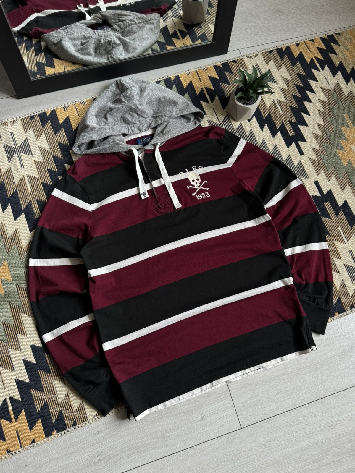 Polo Ralph Lauren Vintage Polo Ralph Lauren Stripped Hooded Skull Longsleve Size US S / EU 44-46 / 1 - 2 Thumbnail