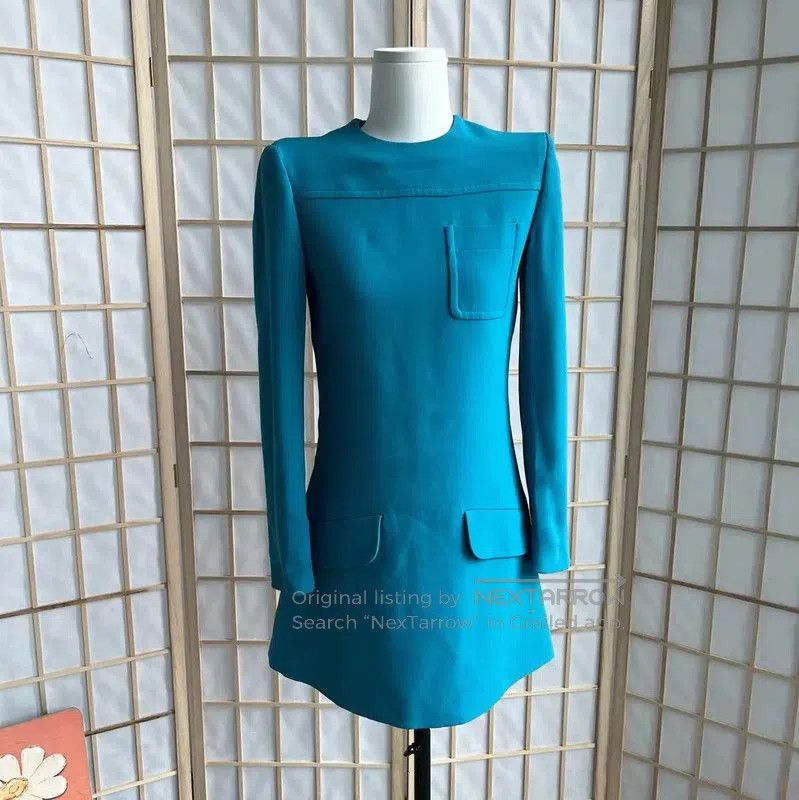 Miu Miu Miu Miu Blue Long Sleeve Dress . Size S / US 4 / IT 40 - 1 Thumbnail