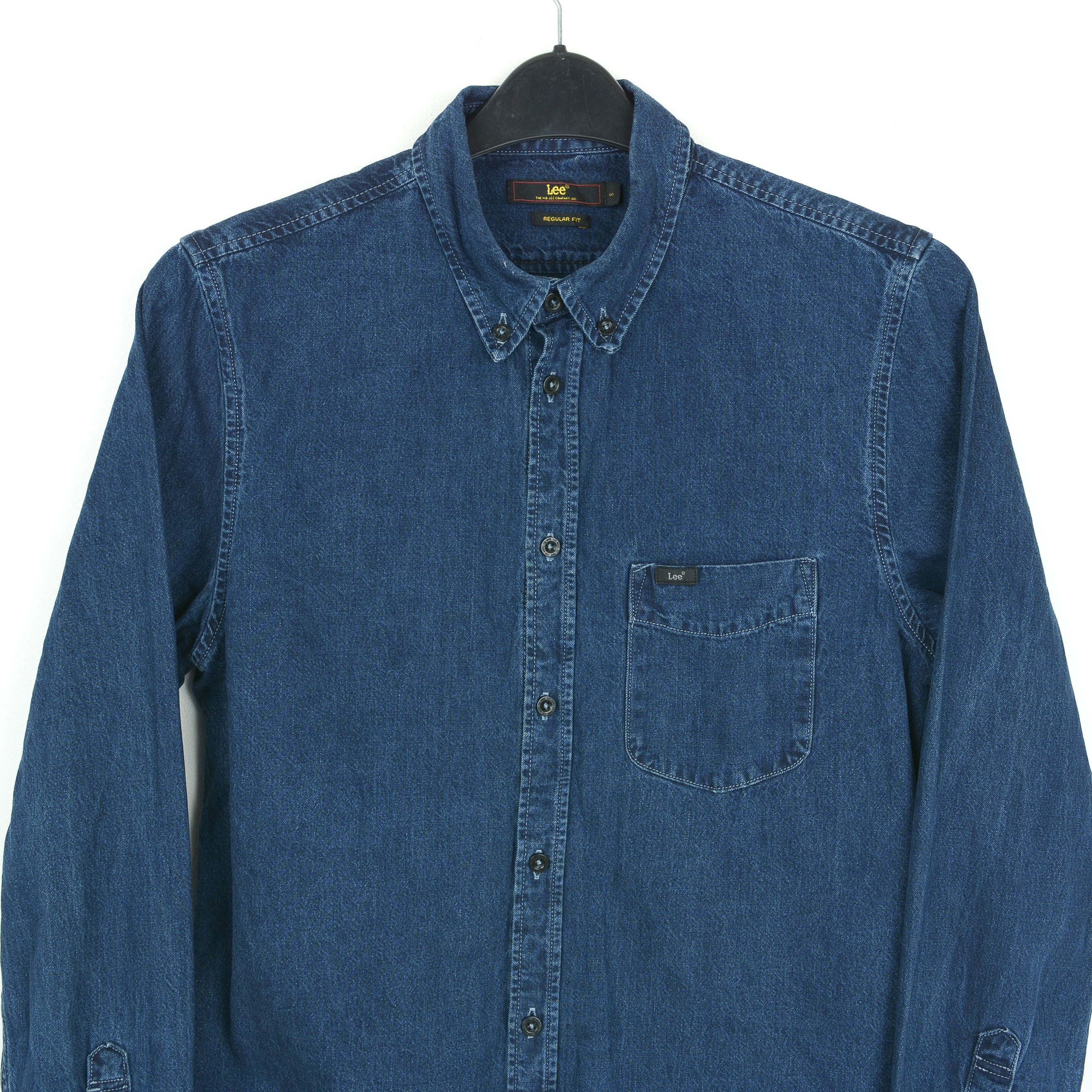 Indigo Button Down Mens S Regular Fit Western Denim Long Sleeve Top Size US S / EU 44-46 / 1 - 2 Thumbnail