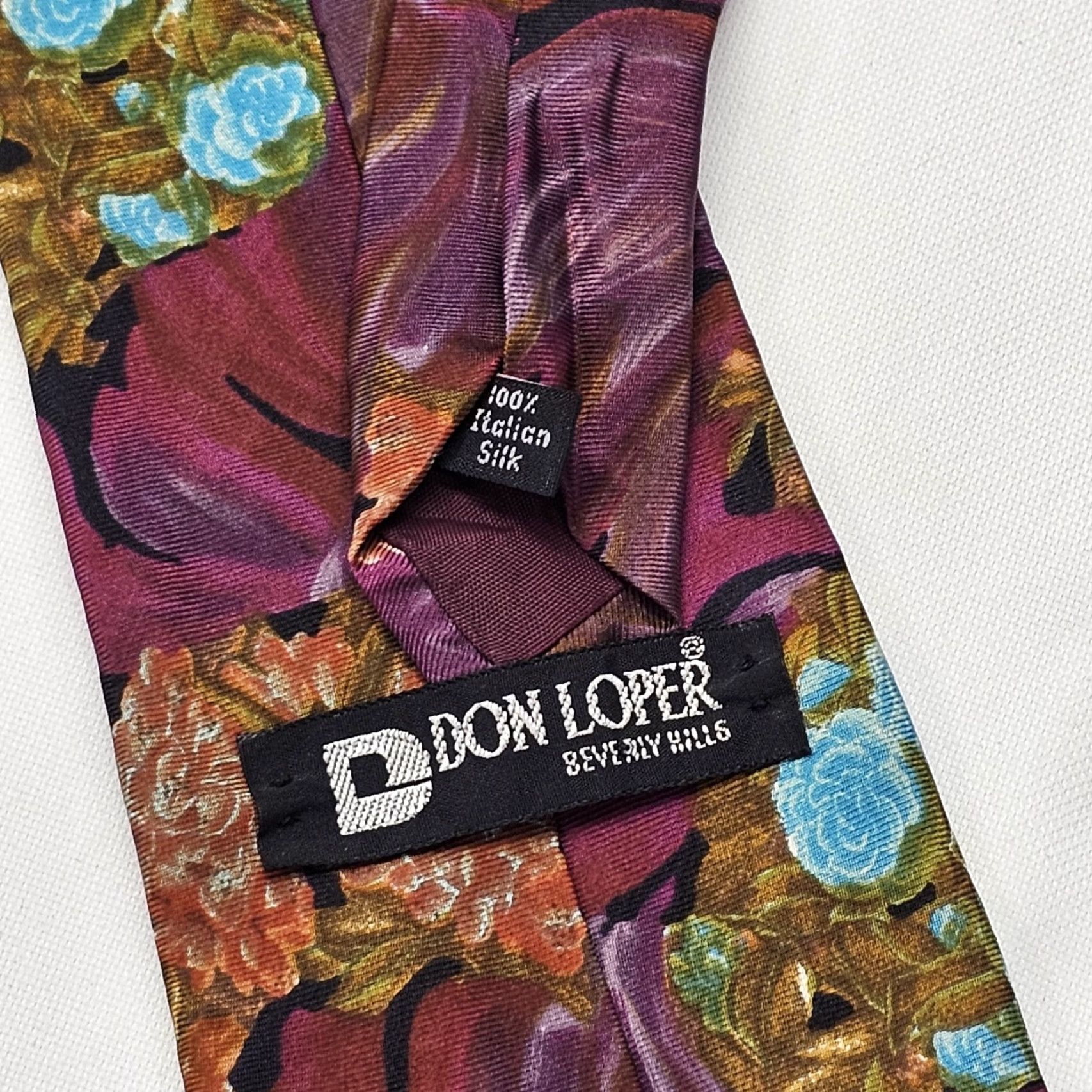Vintage VINTAGE Don Loper Necktie Tie Men Silk Purple Floral 55.75"x4" Retro Size ONE SIZE - 4 Thumbnail