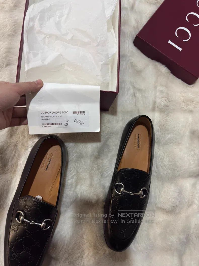 Gucci Guicci Full Print Horseshoe Buckle Black Loafers Leather S Size US 11 / EU 44 - 8 Thumbnail