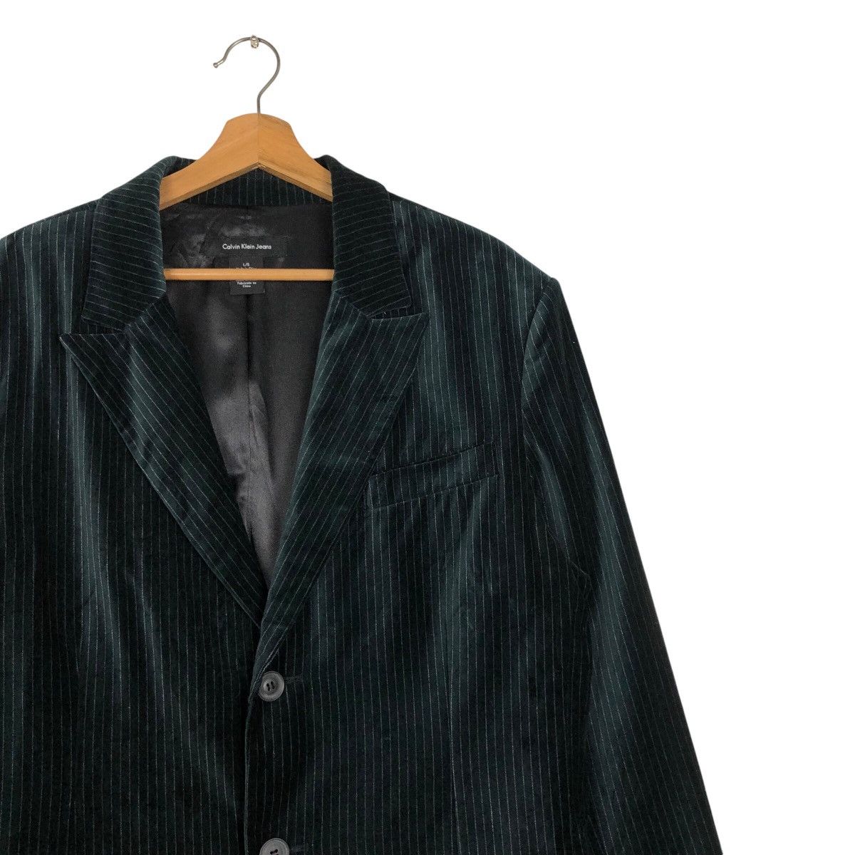 Calvin Klein × Japanese Brand × Vintage 📌Cropped Biker Velvet Jacket Calvin Klein Jeans Striped Size US L / EU 52-54 / 3 - 7 Thumbnail