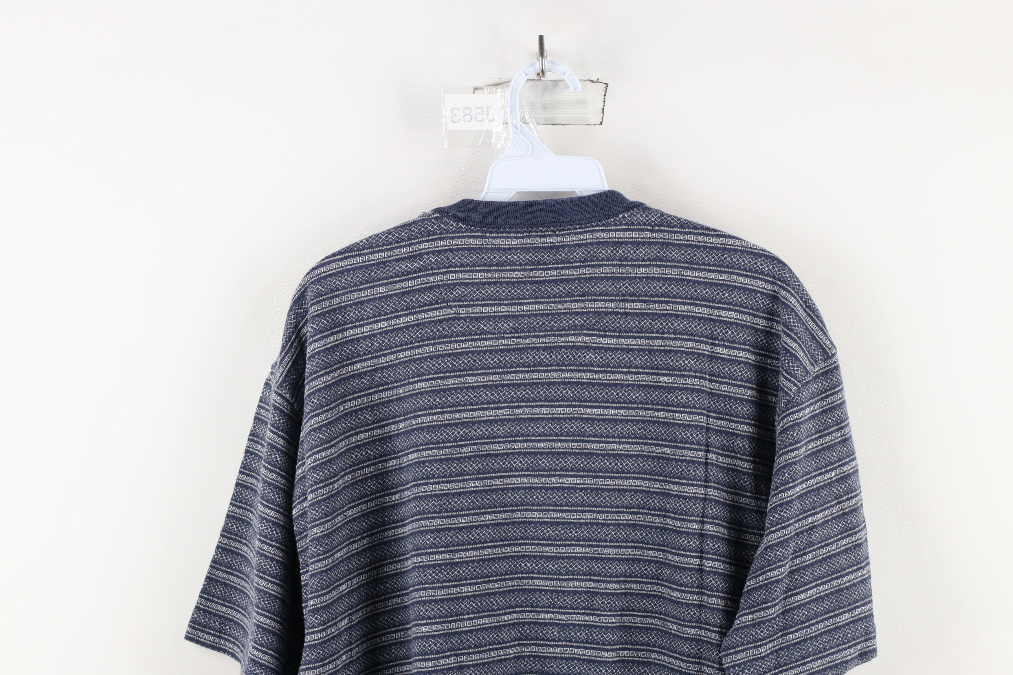 Vintage Vintage 90s Streetwear Striped Geometric Henley T-Shirt Blue Size US M / EU 48-50 / 2 - 8 Thumbnail