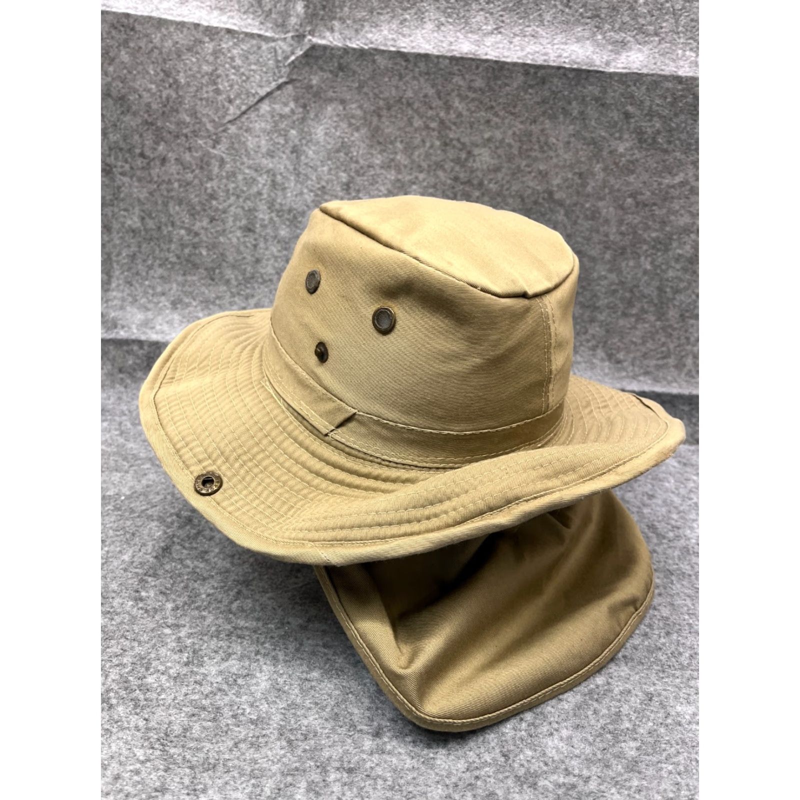 Vintage Sun Bucket Hat Unbranded Adult Small Beige 100% Cotton Neck Flap Beach Camping Outdoor Unisex Size ONE SIZE - 5 Thumbnail