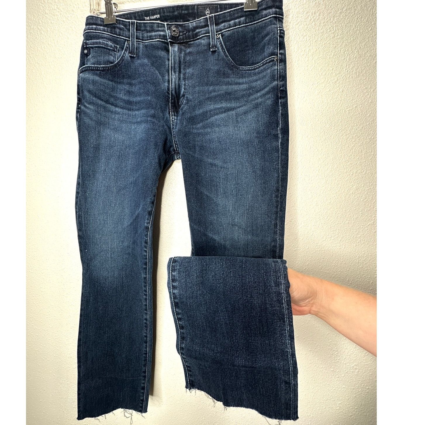 AG Adriano Goldschmied AG Dark Wash The Harper Essential Straight Raw Hem Jeans 29 Size 29" - 3 Thumbnail